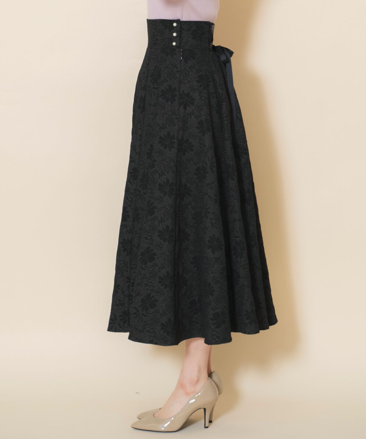 WILLSELECTION「シャイニーフラワージャガードスカート」|フレア|