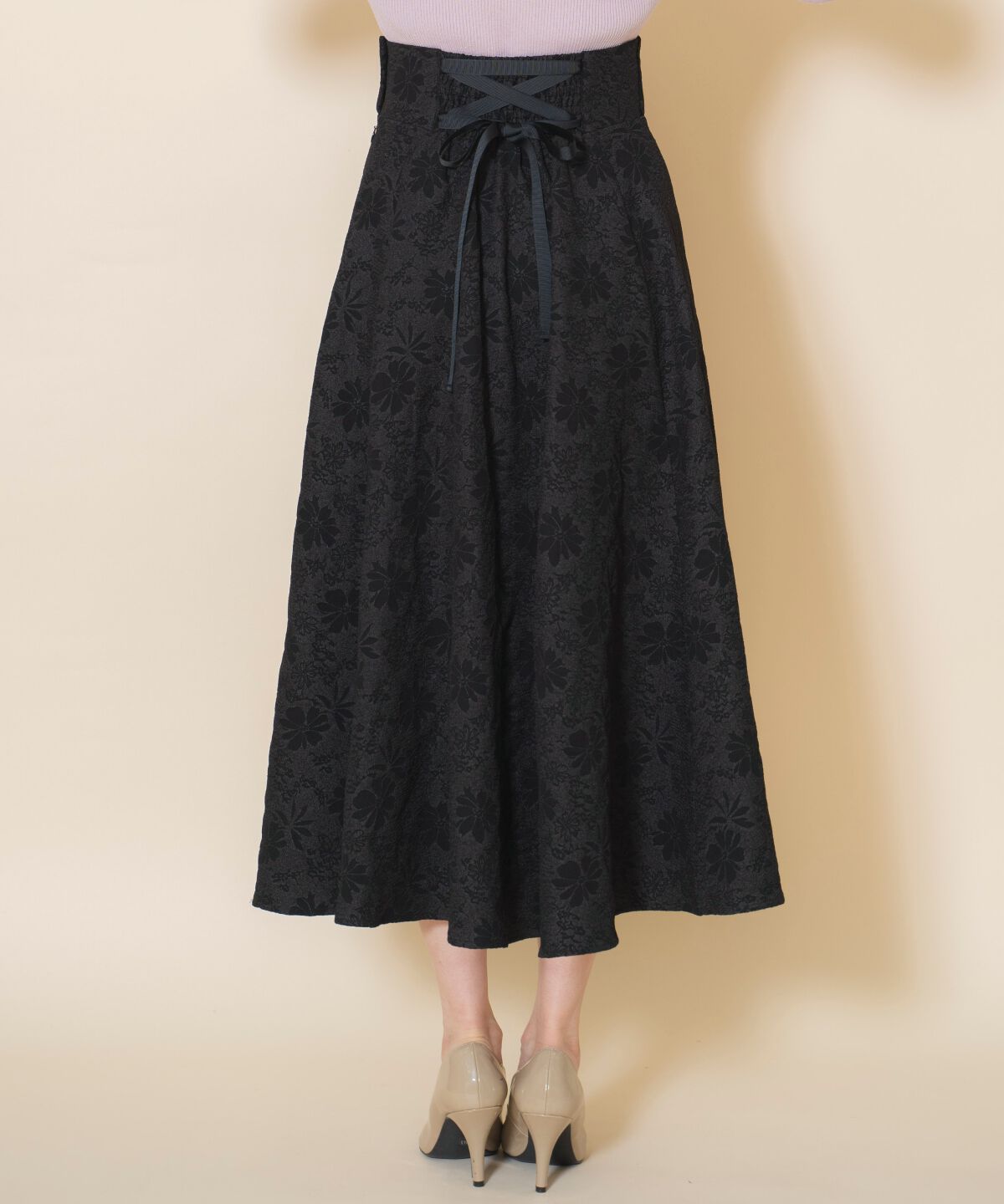 WILLSELECTION「シャイニーフラワージャガードスカート」|フレア|