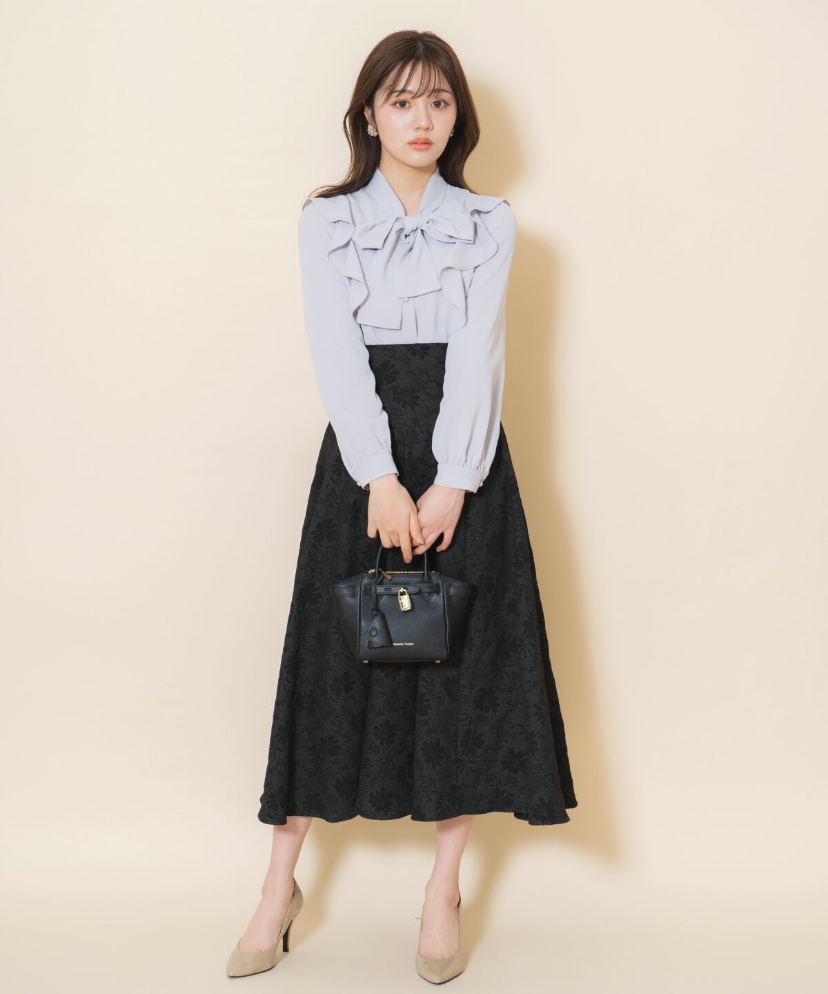 WILLSELECTION「シャイニーフラワージャガードスカート」|フレア|