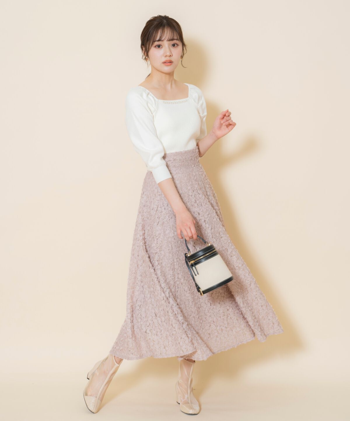 WILLSELECTION「パール装飾パフニットプルオーバー」|ニット・セーター|