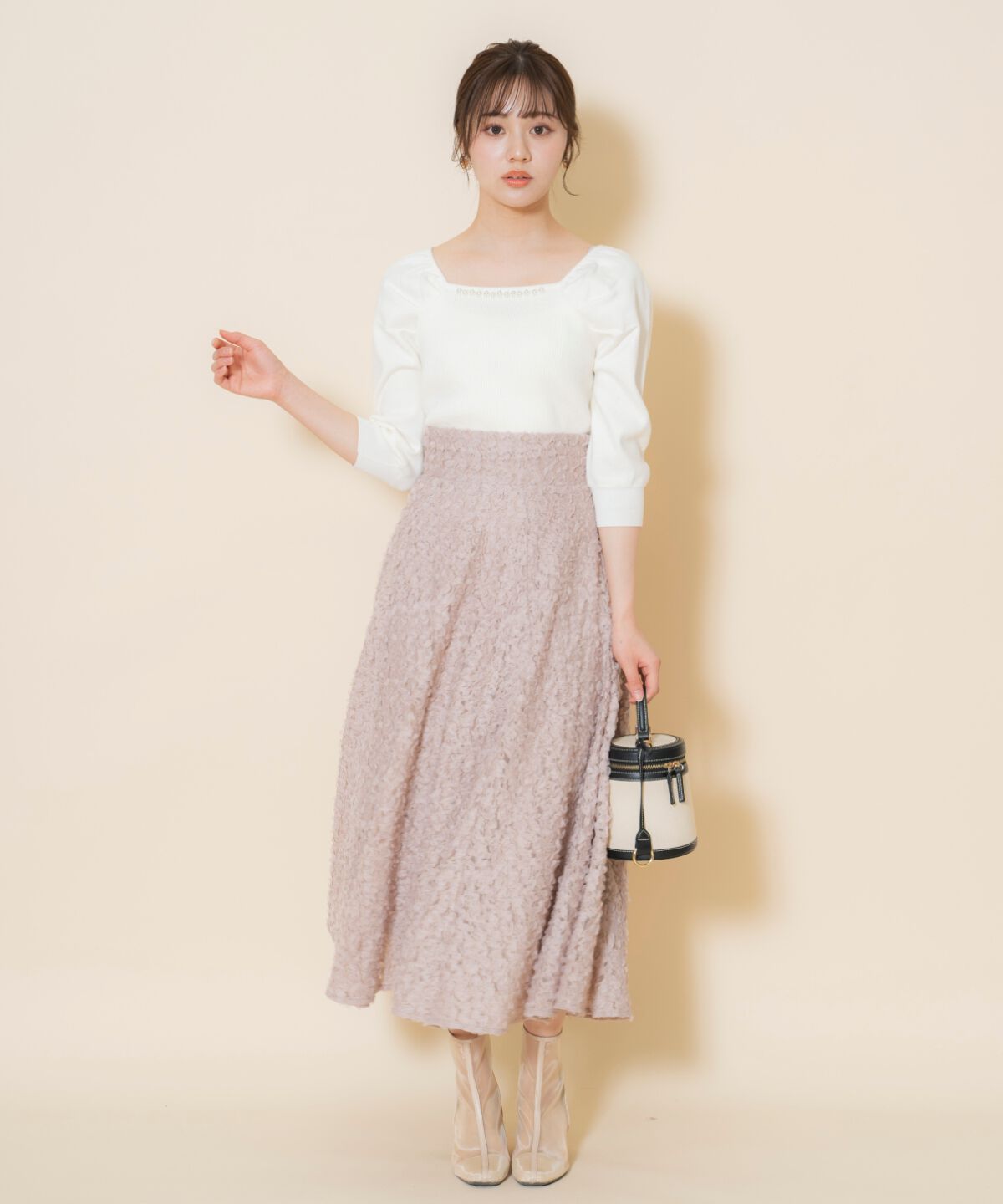 WILLSELECTION「パール装飾パフニットプルオーバー」|ニット・セーター|