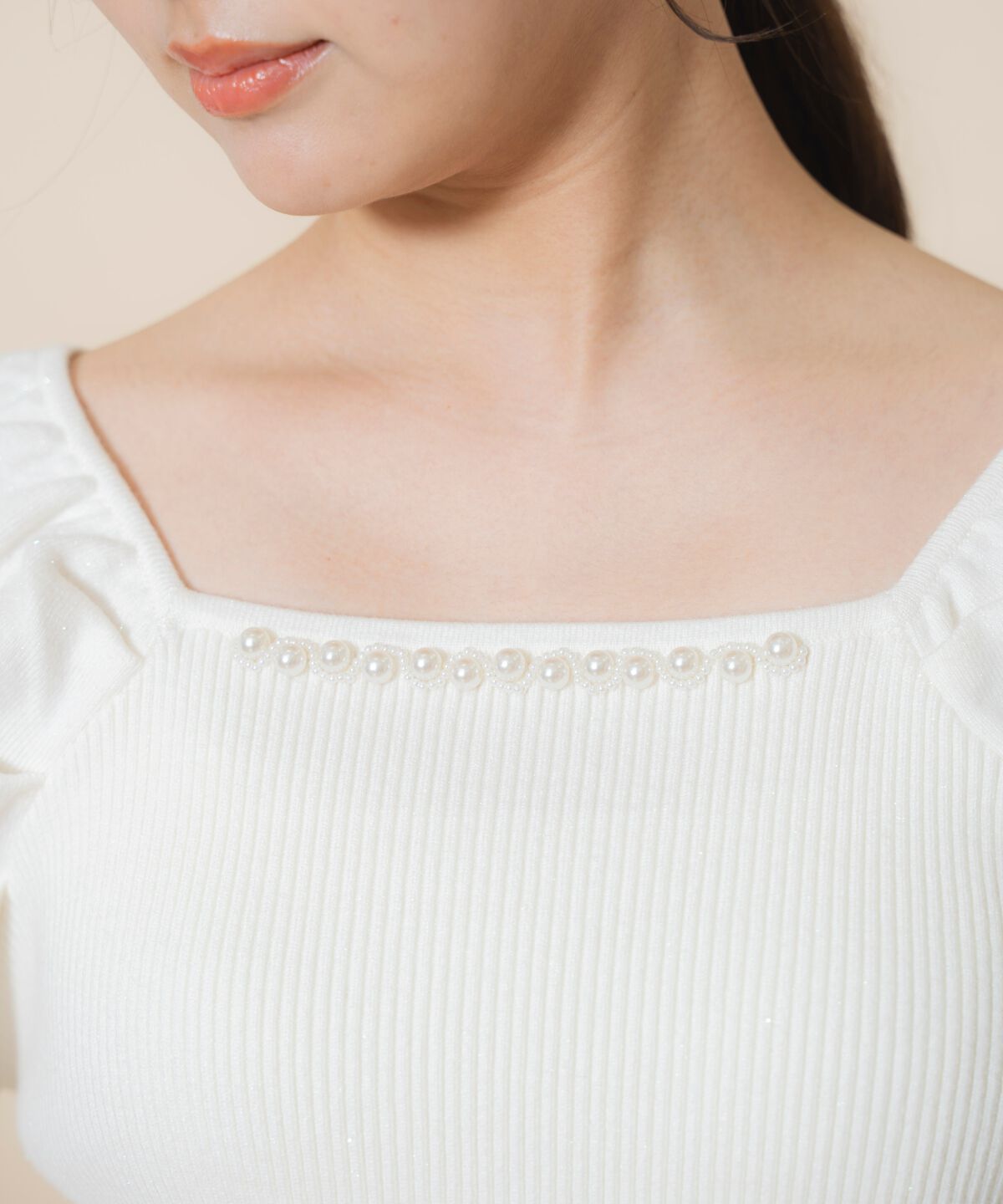 WILLSELECTION「パール装飾パフニットプルオーバー」|ニット・セーター|