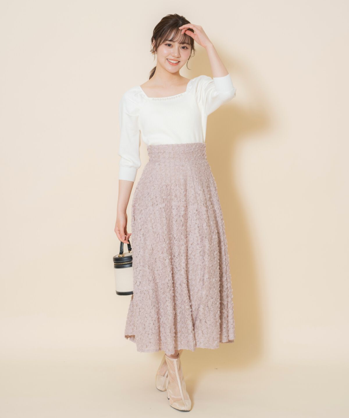 WILLSELECTION「パール装飾パフニットプルオーバー」|ニット・セーター|