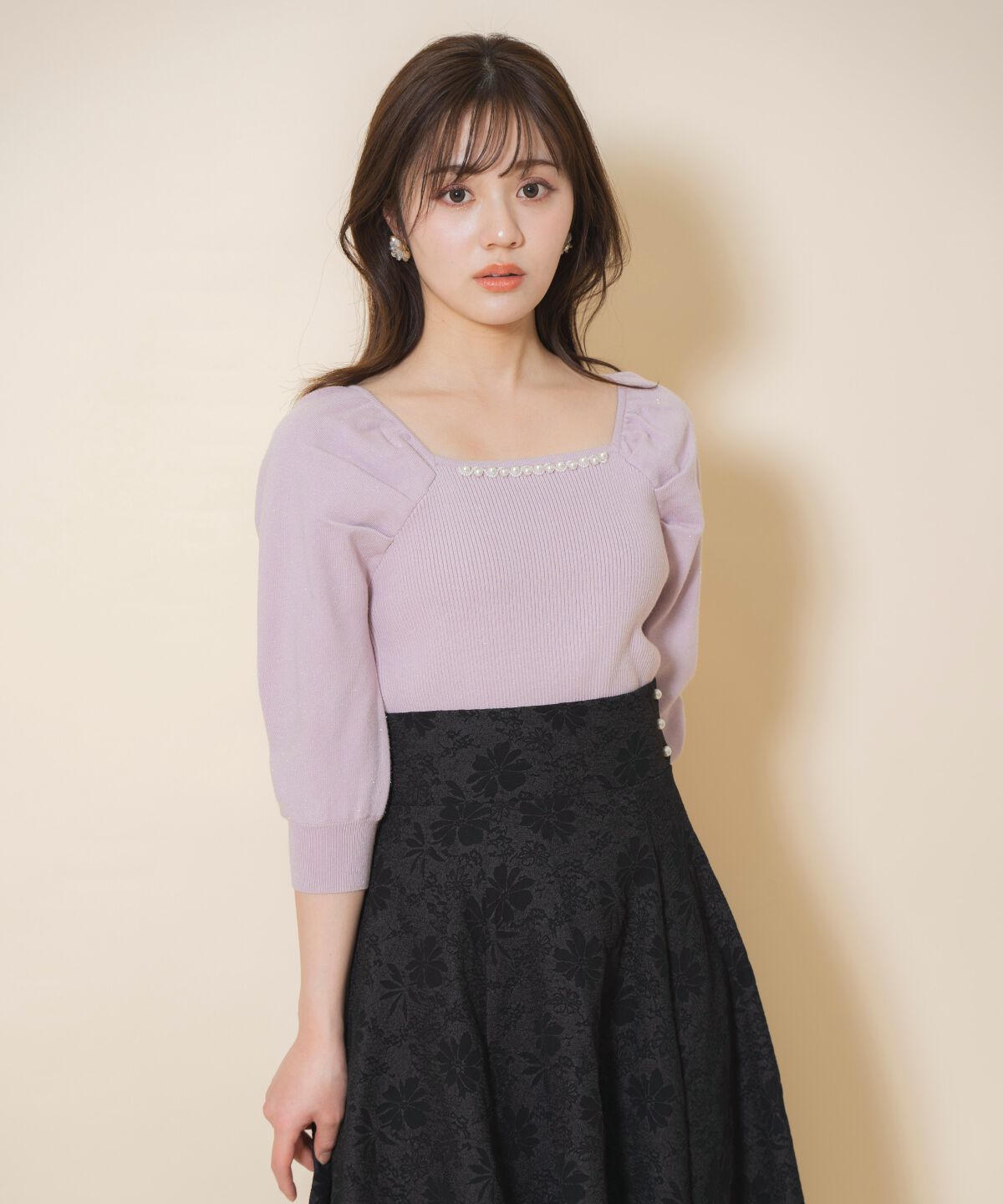 WILLSELECTION「パール装飾パフニットプルオーバー」|ニット・セーター|