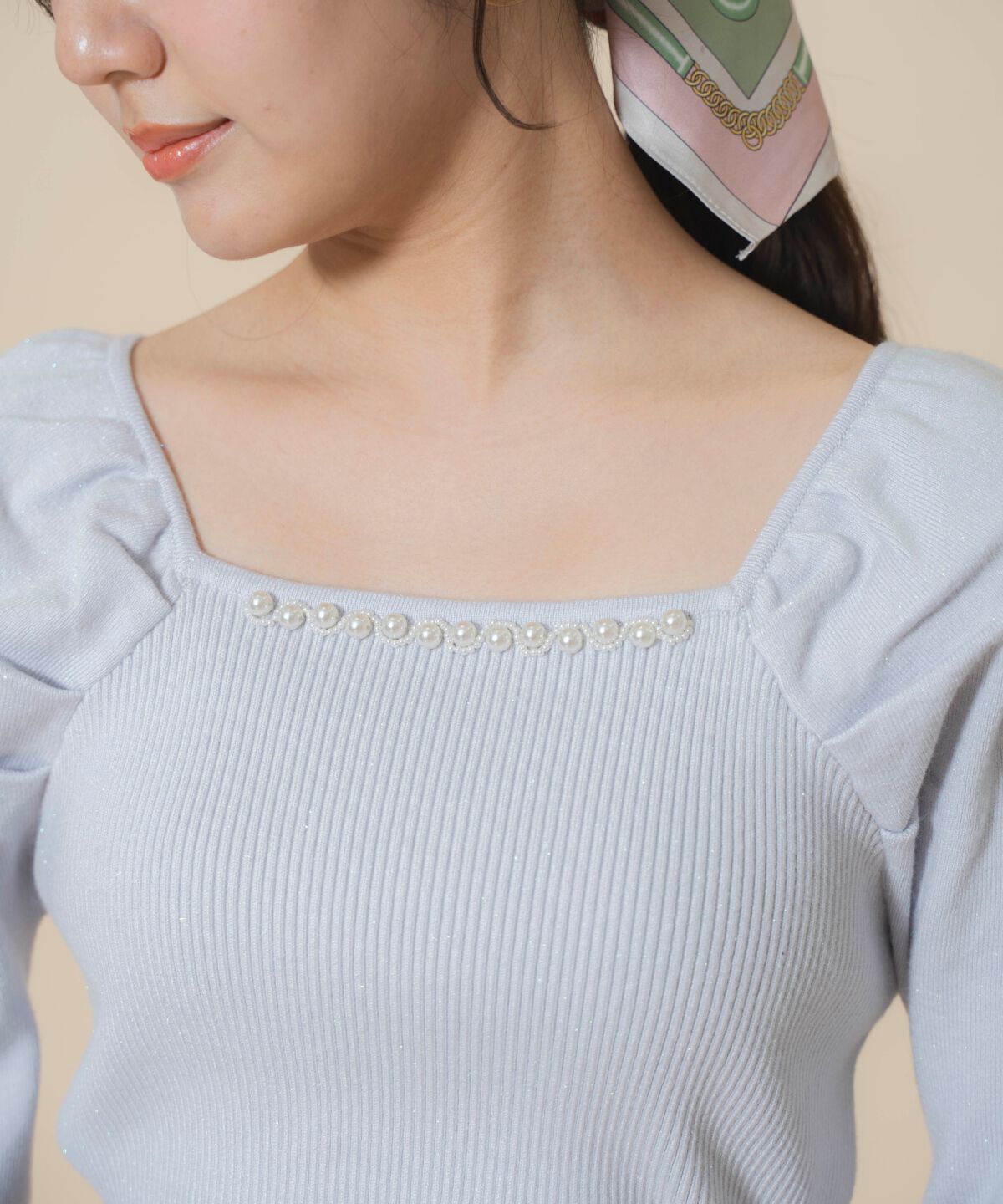 WILLSELECTION「パール装飾パフニットプルオーバー」|ニット・セーター|