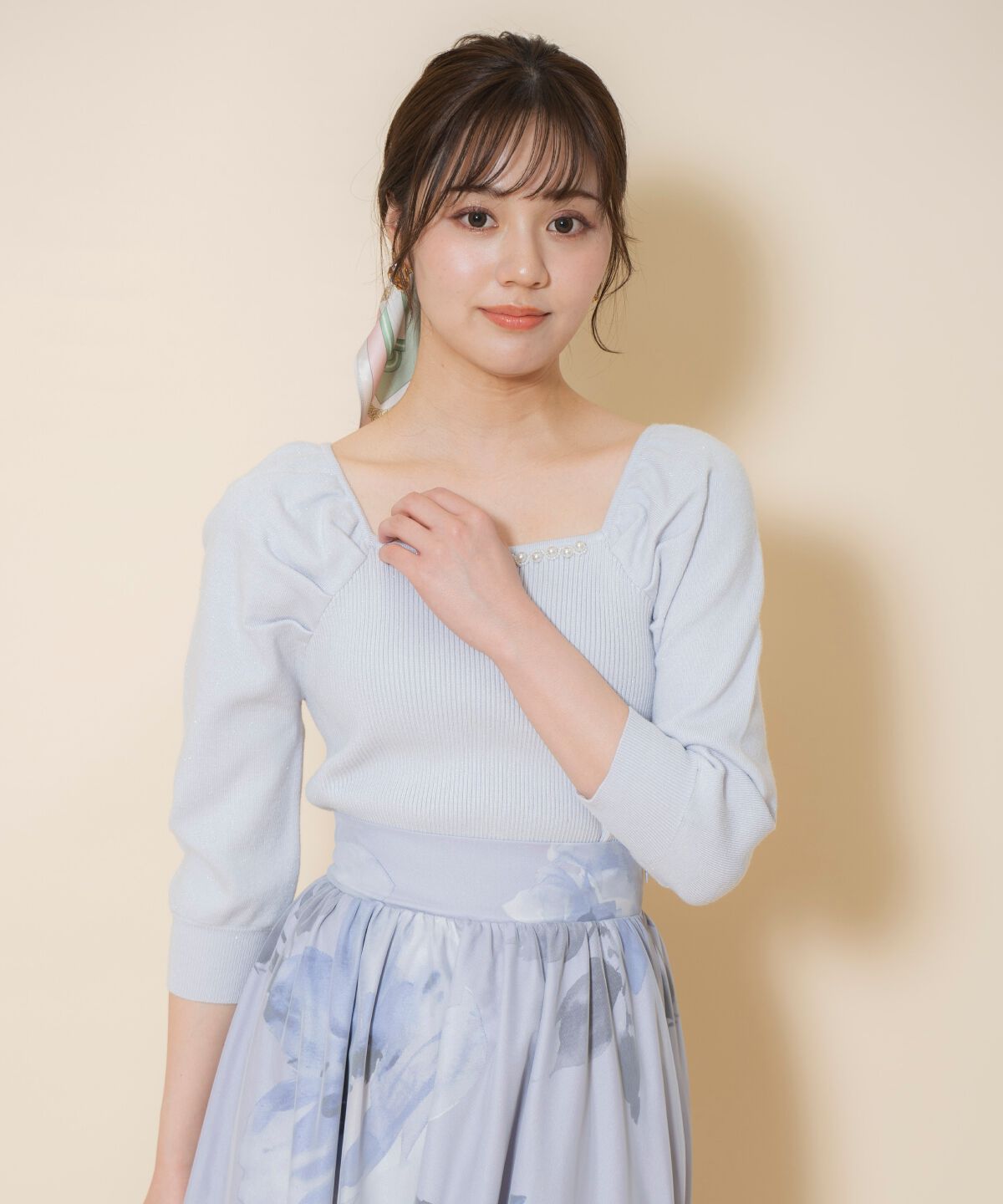 WILLSELECTION「パール装飾パフニットプルオーバー」|ニット・セーター|