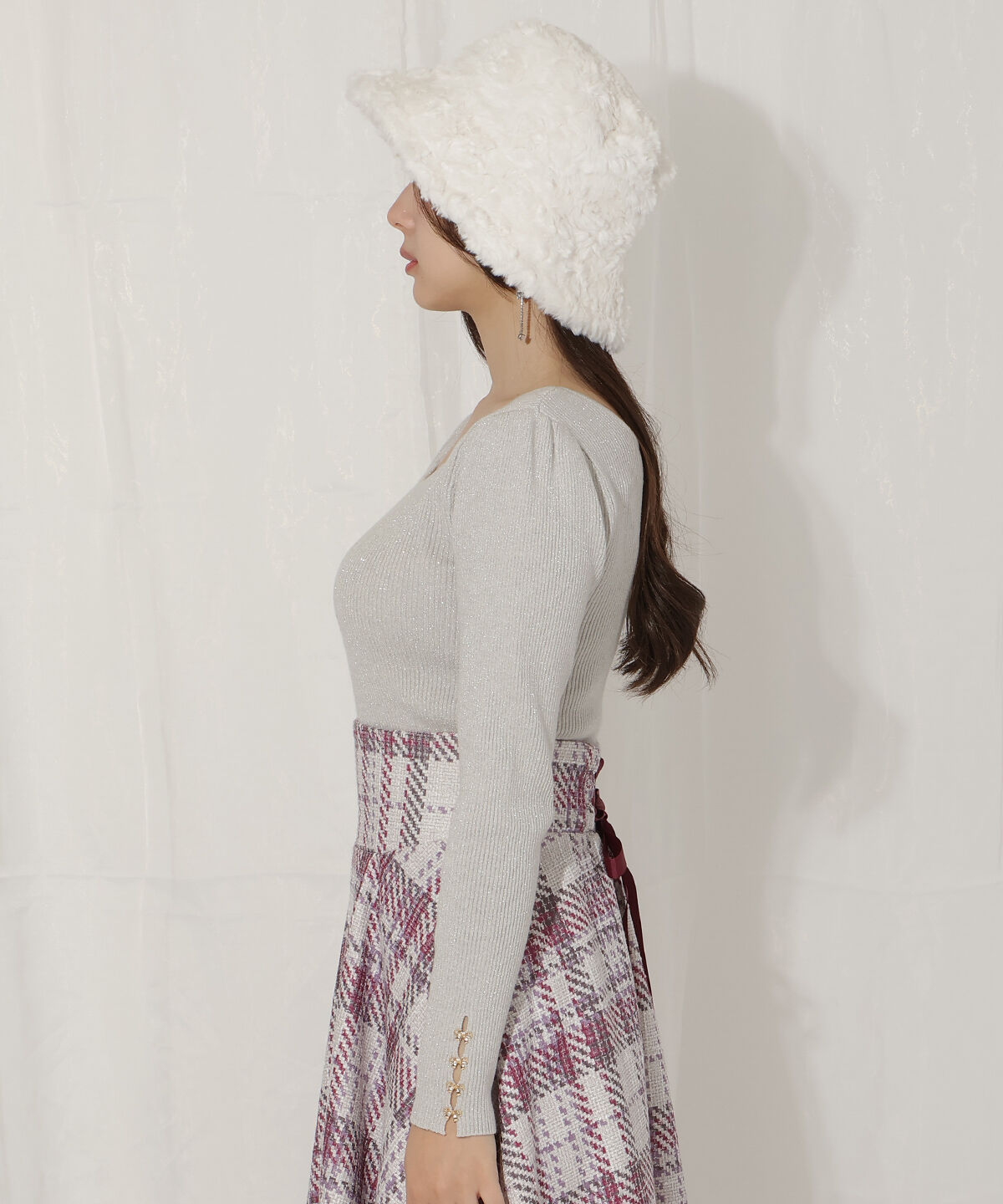 WILLSELECTION「リボンスリーブ2WAYラメニット」|ニット・セーター|