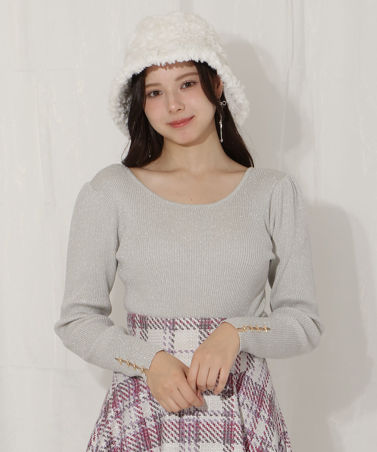 WILLSELECTION「リボンスリーブ2WAYラメニット」|ニット・セーター|