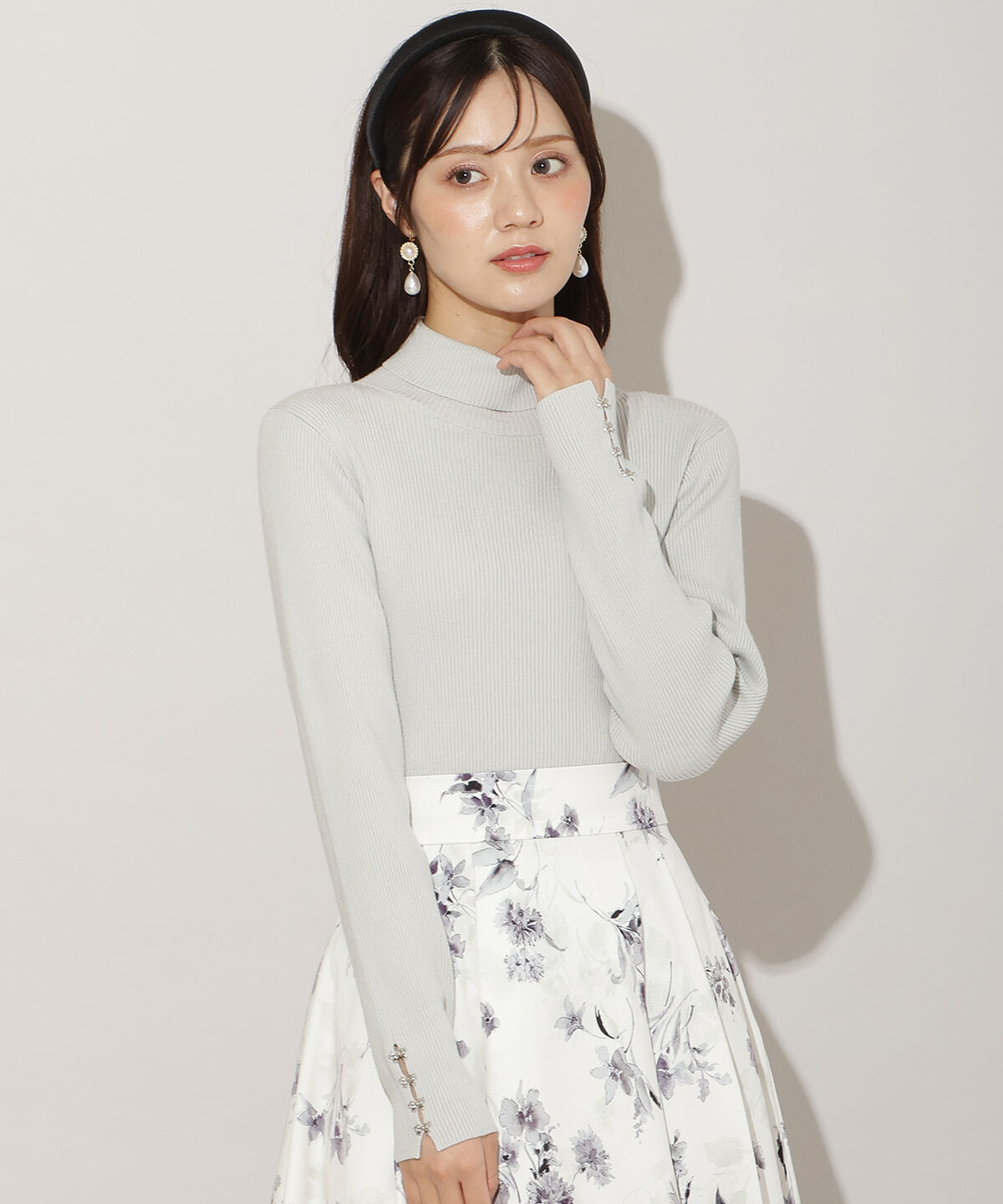 WILLSELECTION「袖口リボンリブタートルニット」|ニット・セーター|サックス