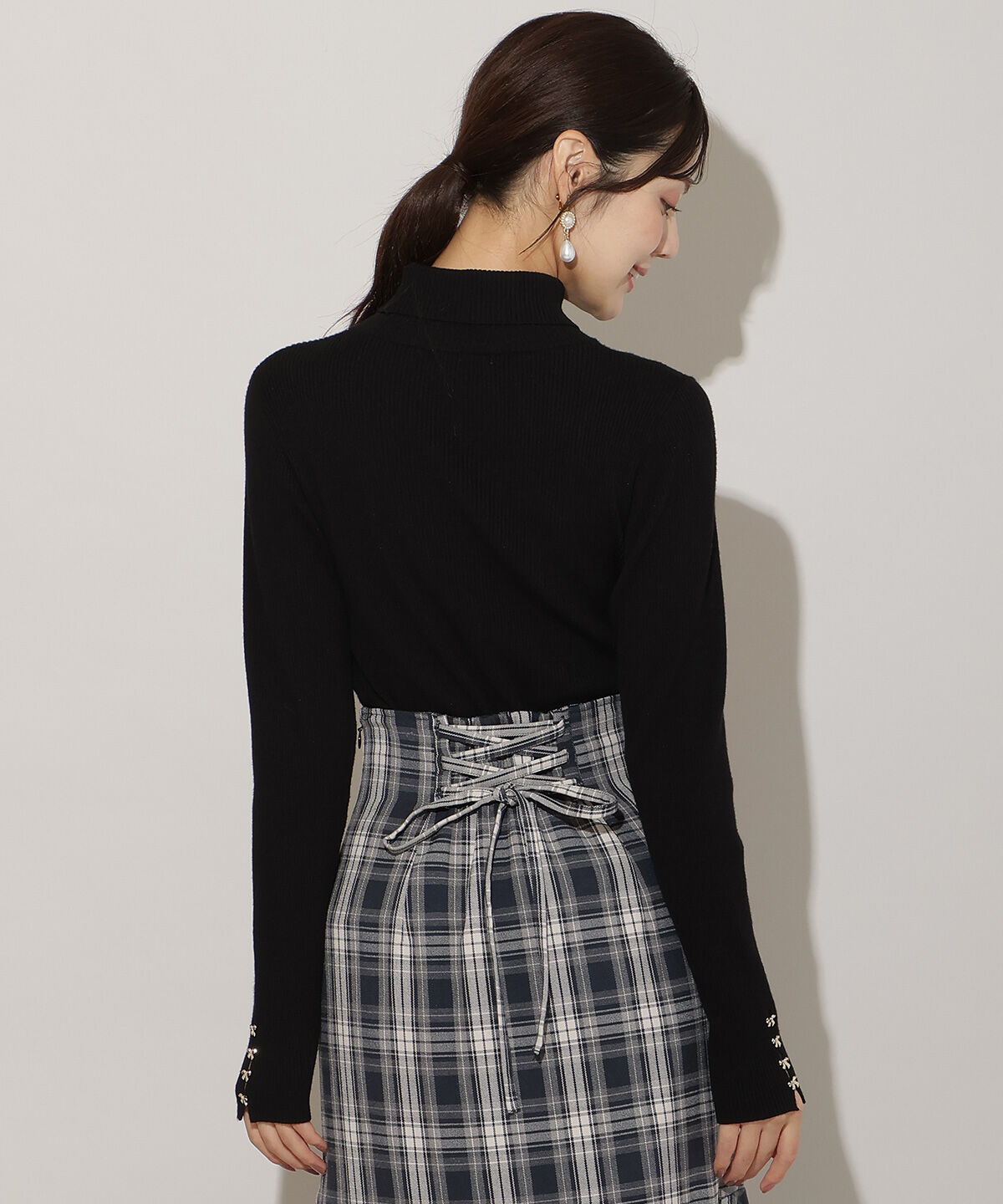 WILLSELECTION「袖口リボンリブタートルニット」|ニット・セーター|