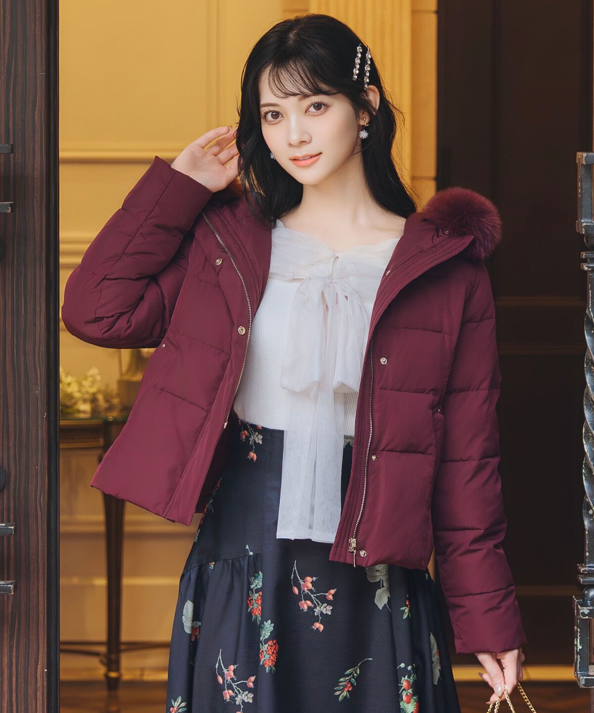 WILLSELECTION「フードファーペプラムショートダウン」|ダウン|