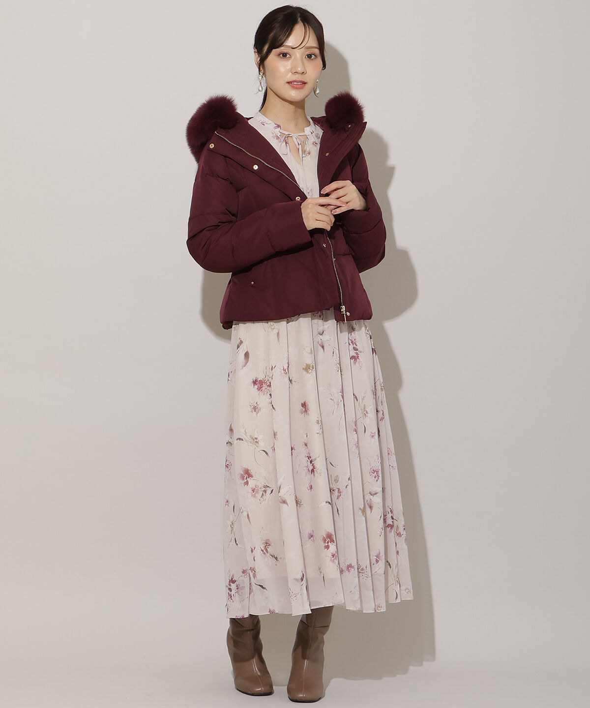 WILLSELECTION「フードファーペプラムショートダウン」|ダウン|