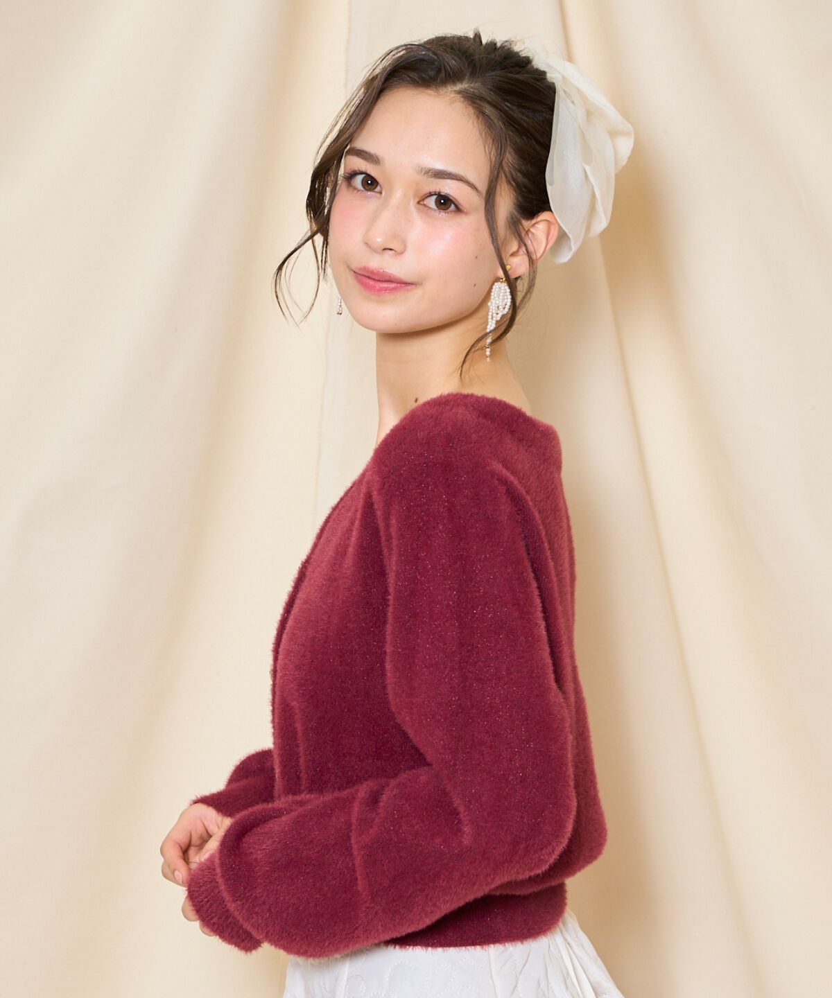 WILLSELECTION「アソートボタンラメフェザーカーディガン」|カーディガン|