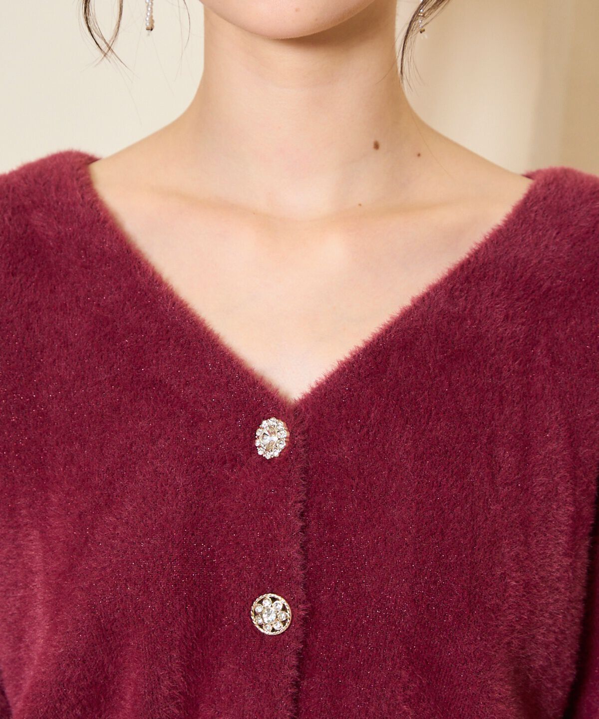 WILLSELECTION「アソートボタンラメフェザーカーディガン」|カーディガン|