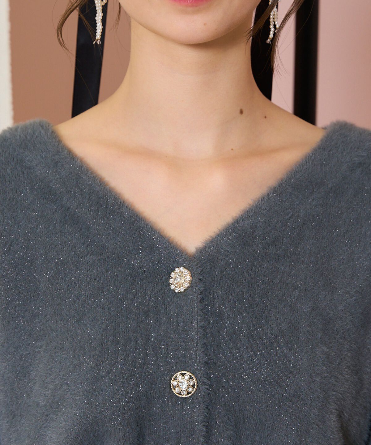 WILLSELECTION「アソートボタンラメフェザーカーディガン」|カーディガン|