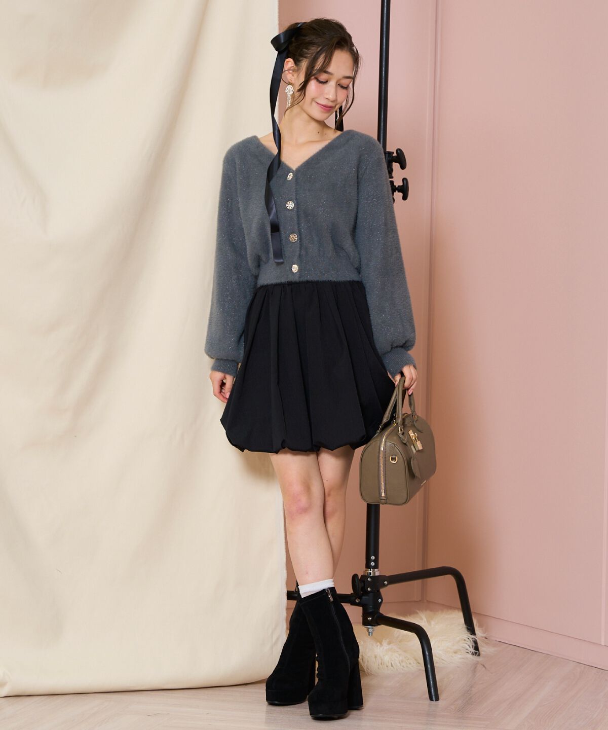 WILLSELECTION「アソートボタンラメフェザーカーディガン」|カーディガン|