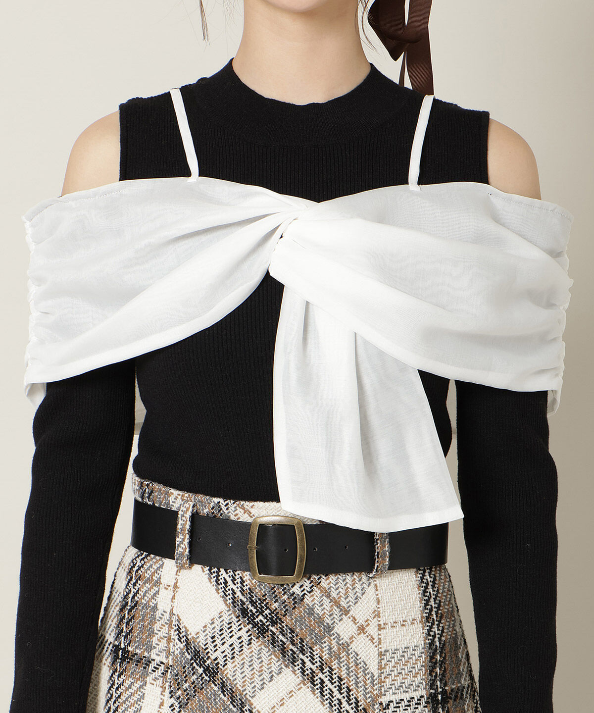 WILLSELECTION「リボンビスチェドッキングリブニット」|ニット・セーター|