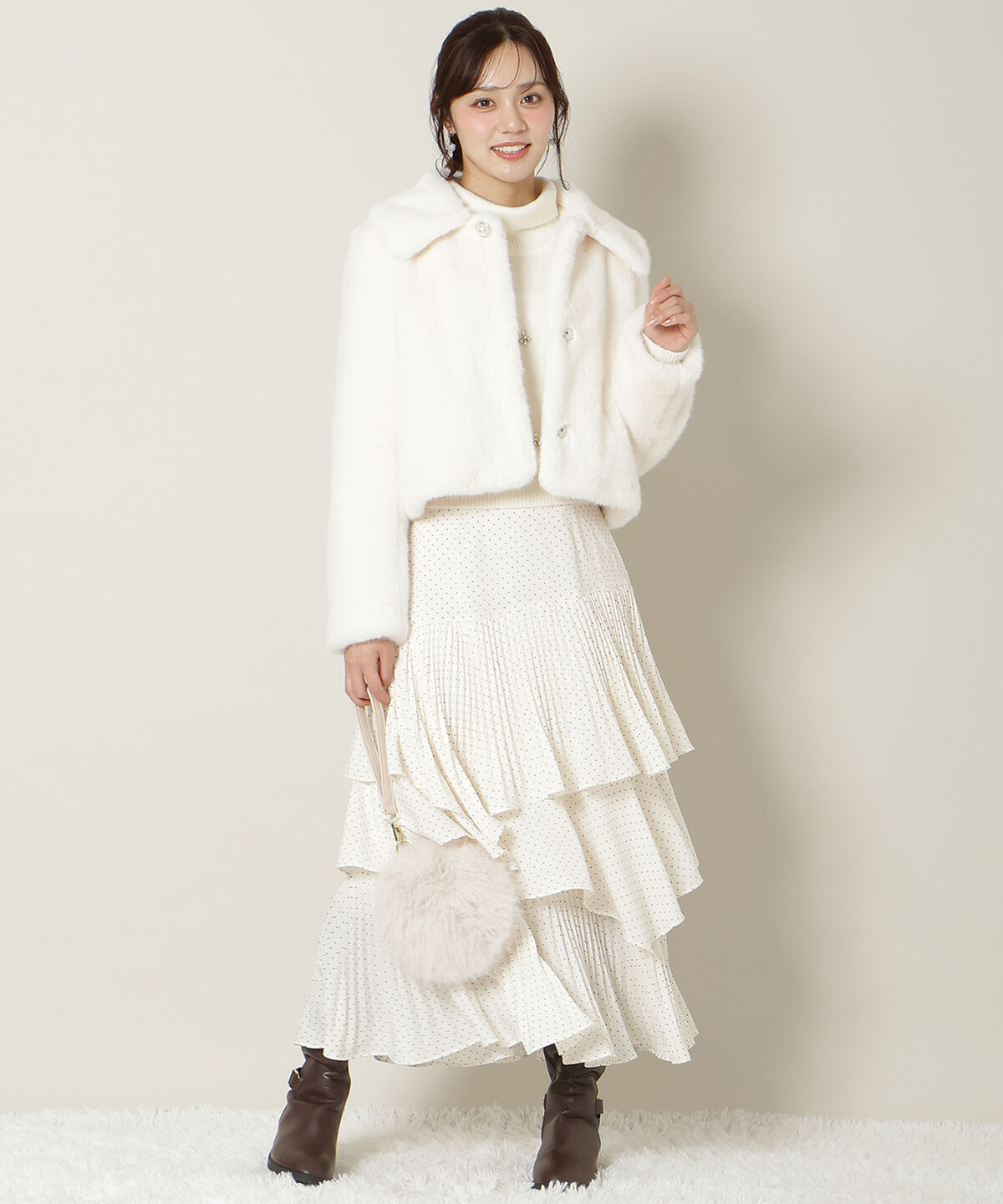 WILLSELECTION「ステンカラーエコファーショートジャケット」|ブルゾン・スタジャン|