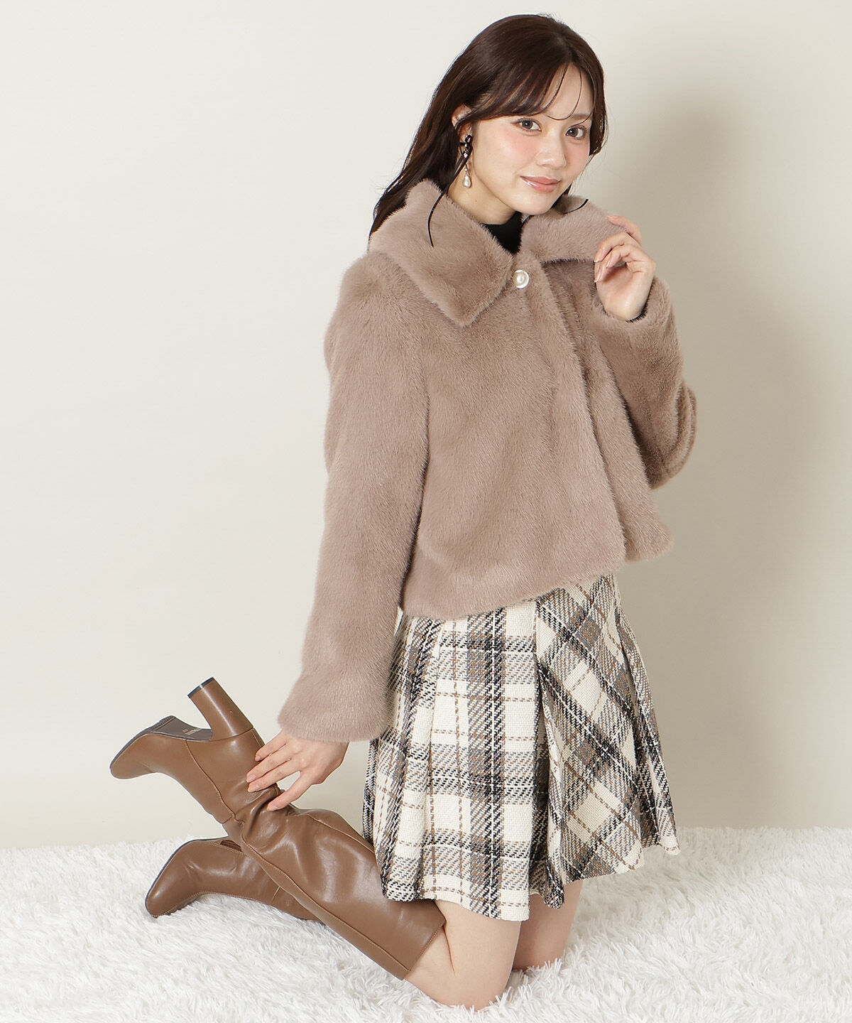 WILLSELECTION「ステンカラーエコファーショートジャケット」|ブルゾン・スタジャン|