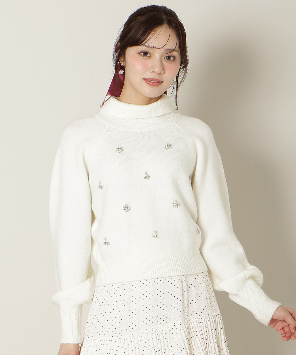 WILLSELECTION「ビジューハイネックニットプルオーバー」|ニット・セーター|