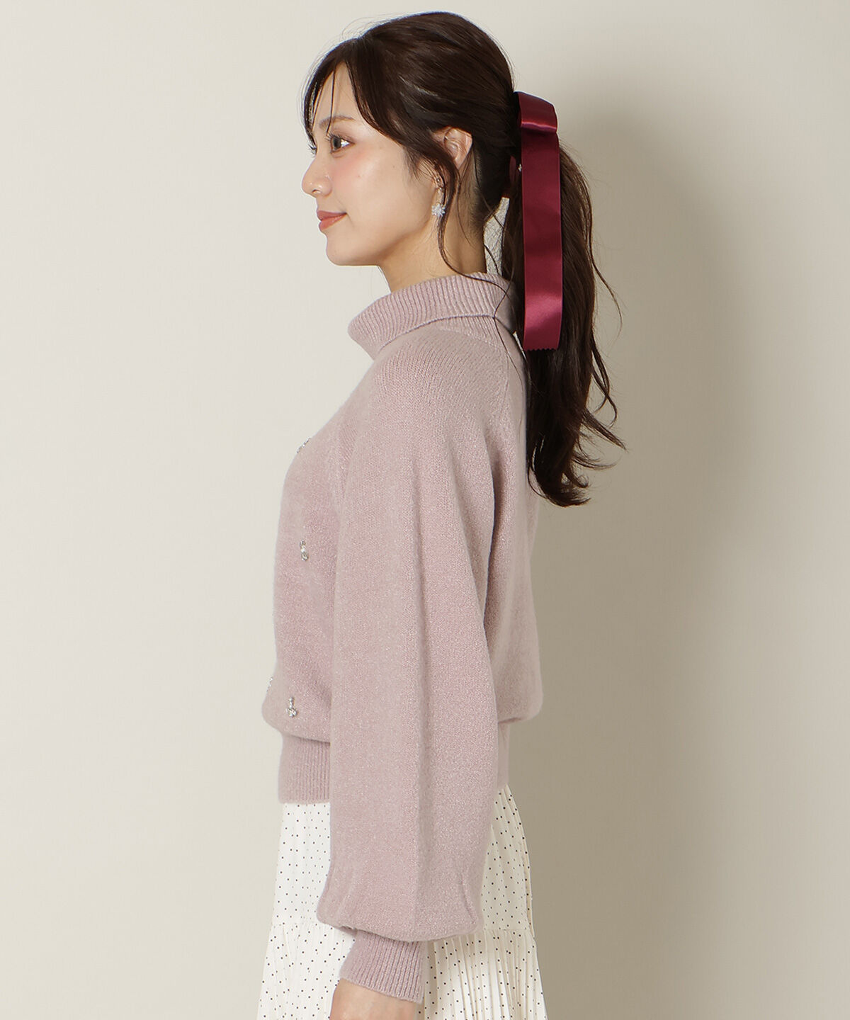 WILLSELECTION「ビジューハイネックニットプルオーバー」|ニット・セーター|