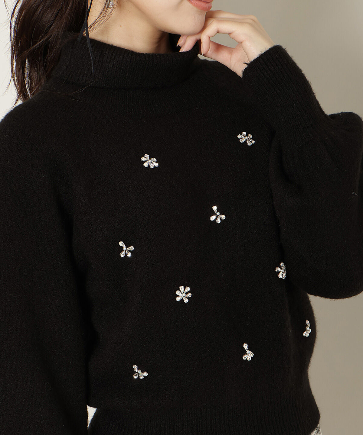 WILLSELECTION「ビジューハイネックニットプルオーバー」|ニット・セーター|