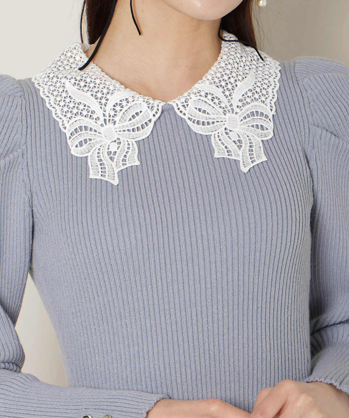 WILLSELECTION「リボンレースカラーニットワンピース」|ワンピース|