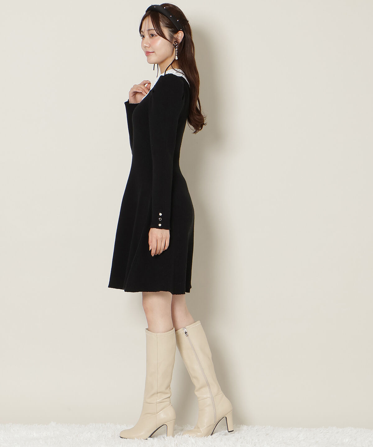 WILLSELECTION「リボンレースカラーニットワンピース」|ワンピース|