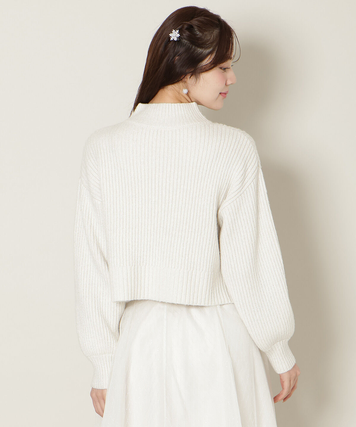 WILLSELECTION「ブローチ付きクロップドラメニット」|ニット・セーター|