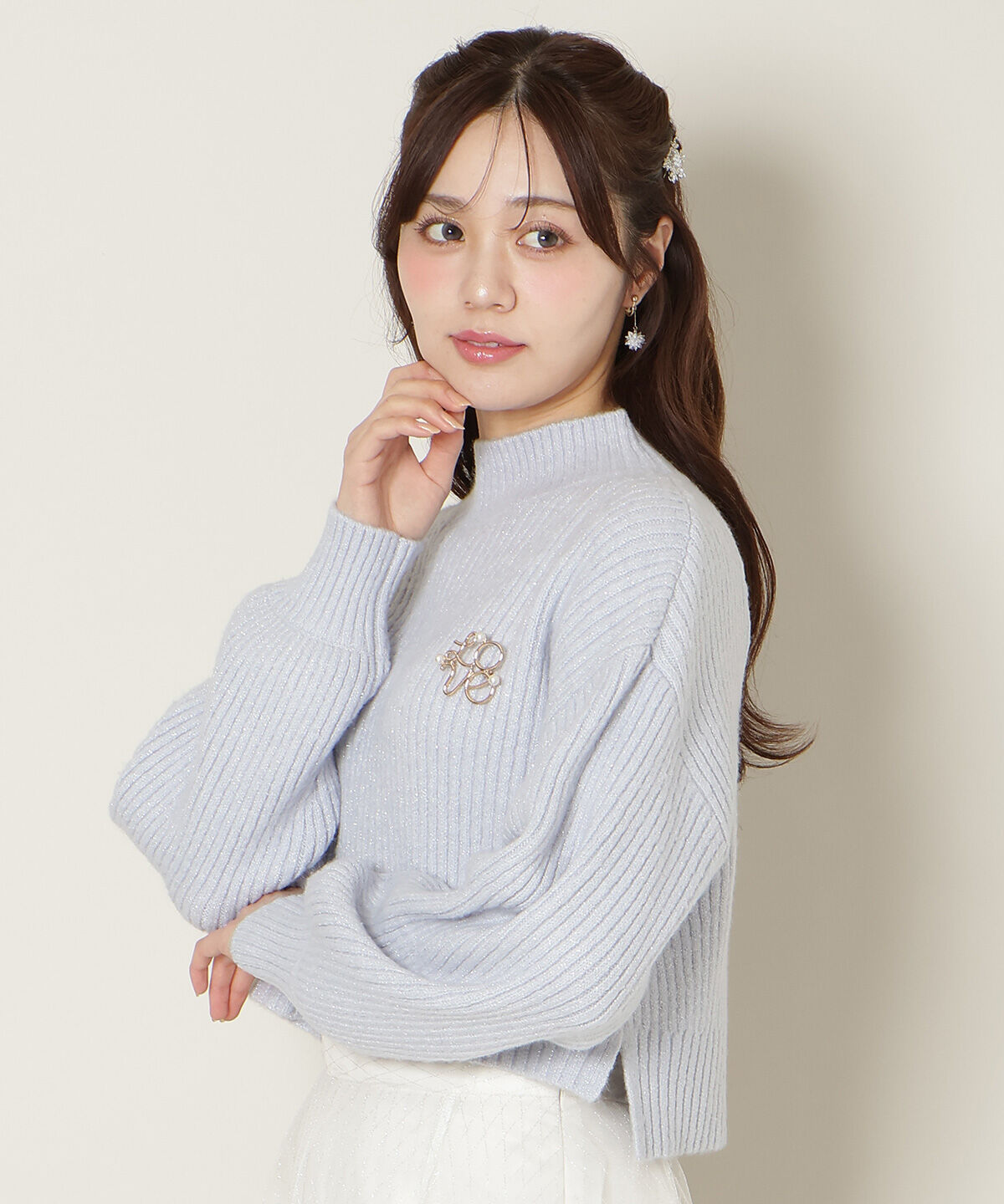 WILLSELECTION「ブローチ付きクロップドラメニット」|ニット・セーター|