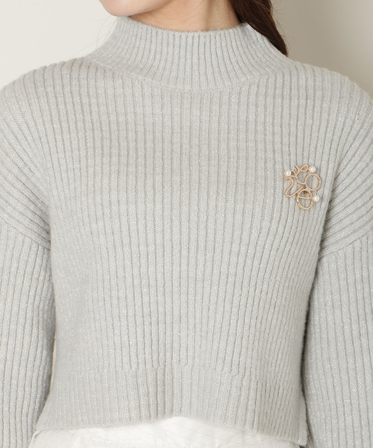 WILLSELECTION「ブローチ付きクロップドラメニット」|ニット・セーター|