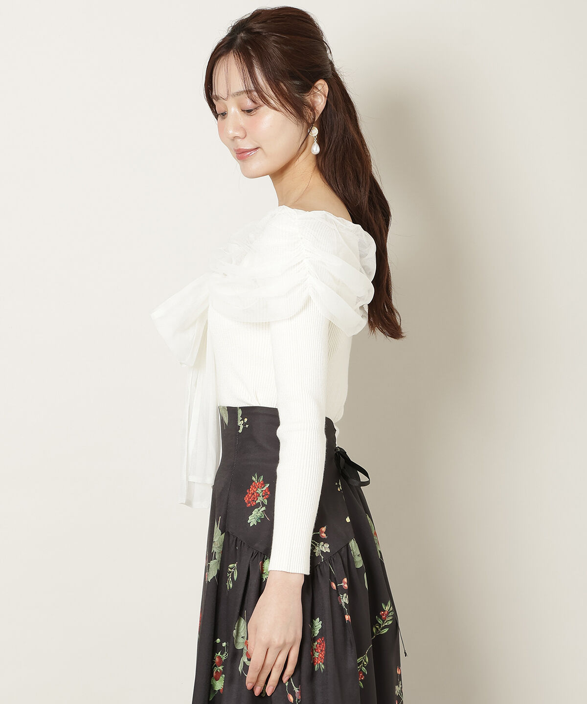 WILLSELECTION「リボンチュールレイヤードリブニット」|ニット・セーター|