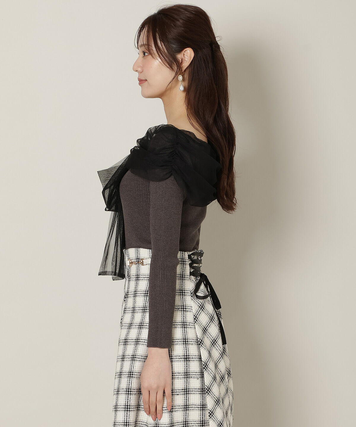 WILLSELECTION「リボンチュールレイヤードリブニット」|ニット・セーター|