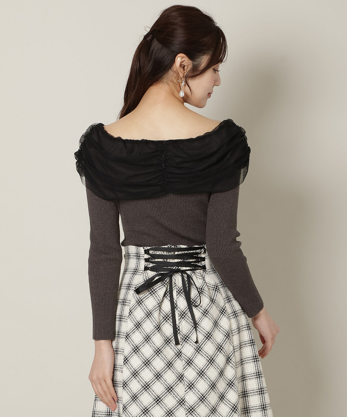 WILLSELECTION「リボンチュールレイヤードリブニット」|ニット・セーター|