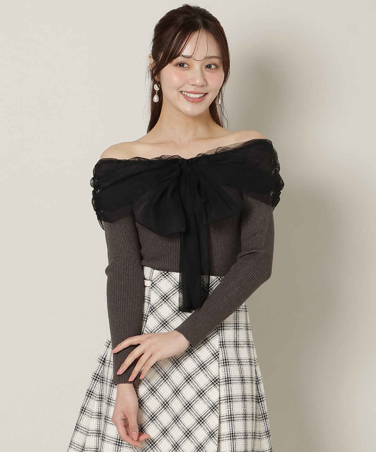 WILLSELECTION「リボンチュールレイヤードリブニット」|ニット・セーター|