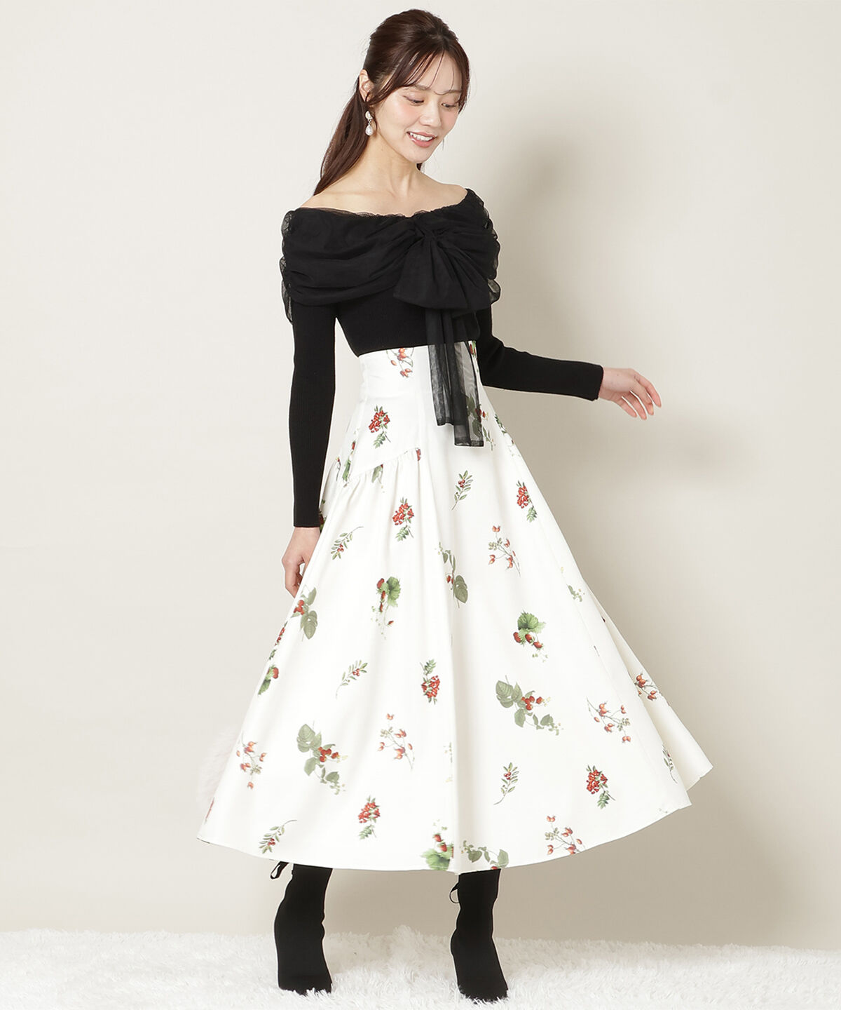 WILLSELECTION「リボンチュールレイヤードリブニット」|ニット・セーター|