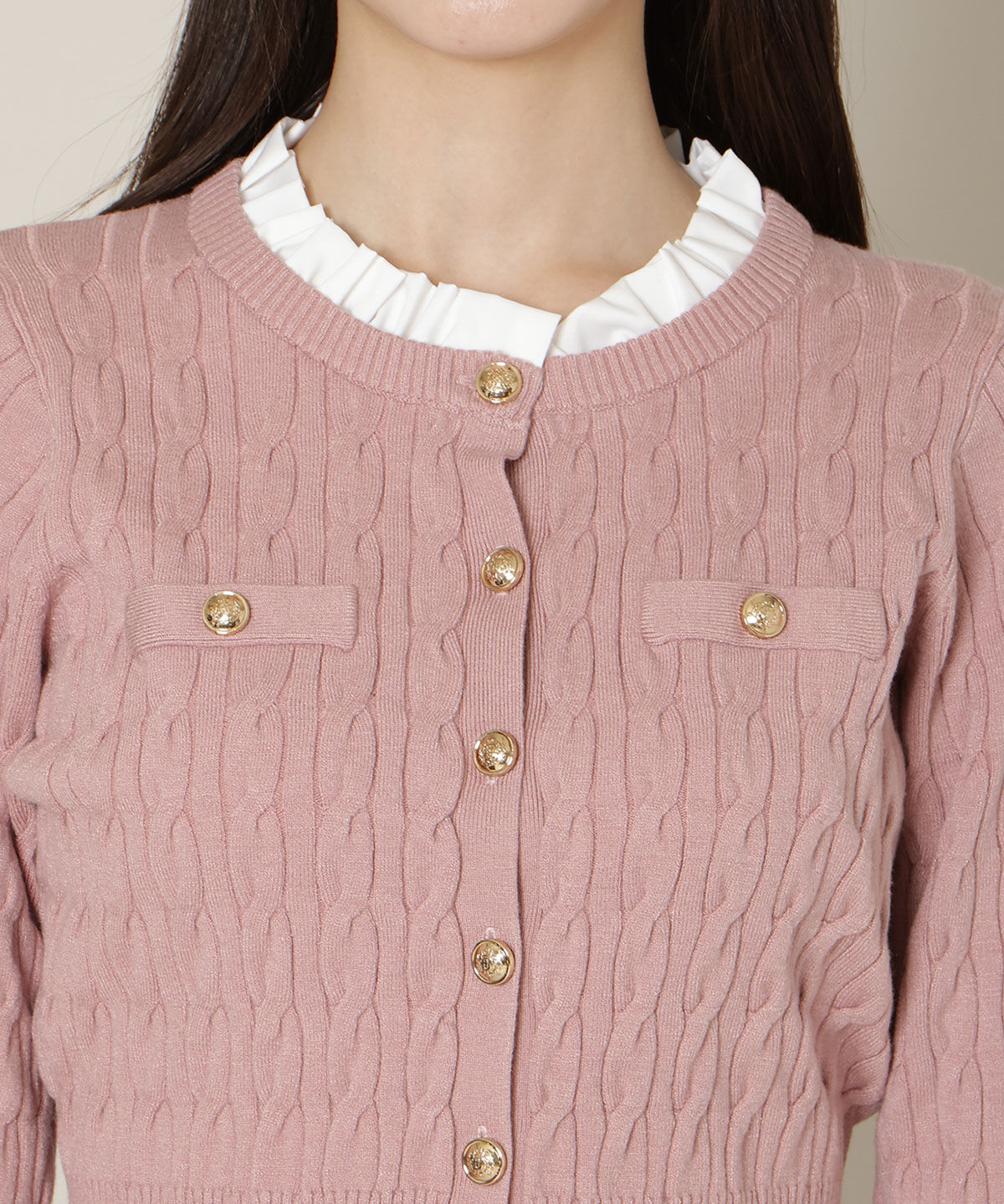 WILLSELECTION「フリルレイヤードケーブルニット」|ニット・セーター|