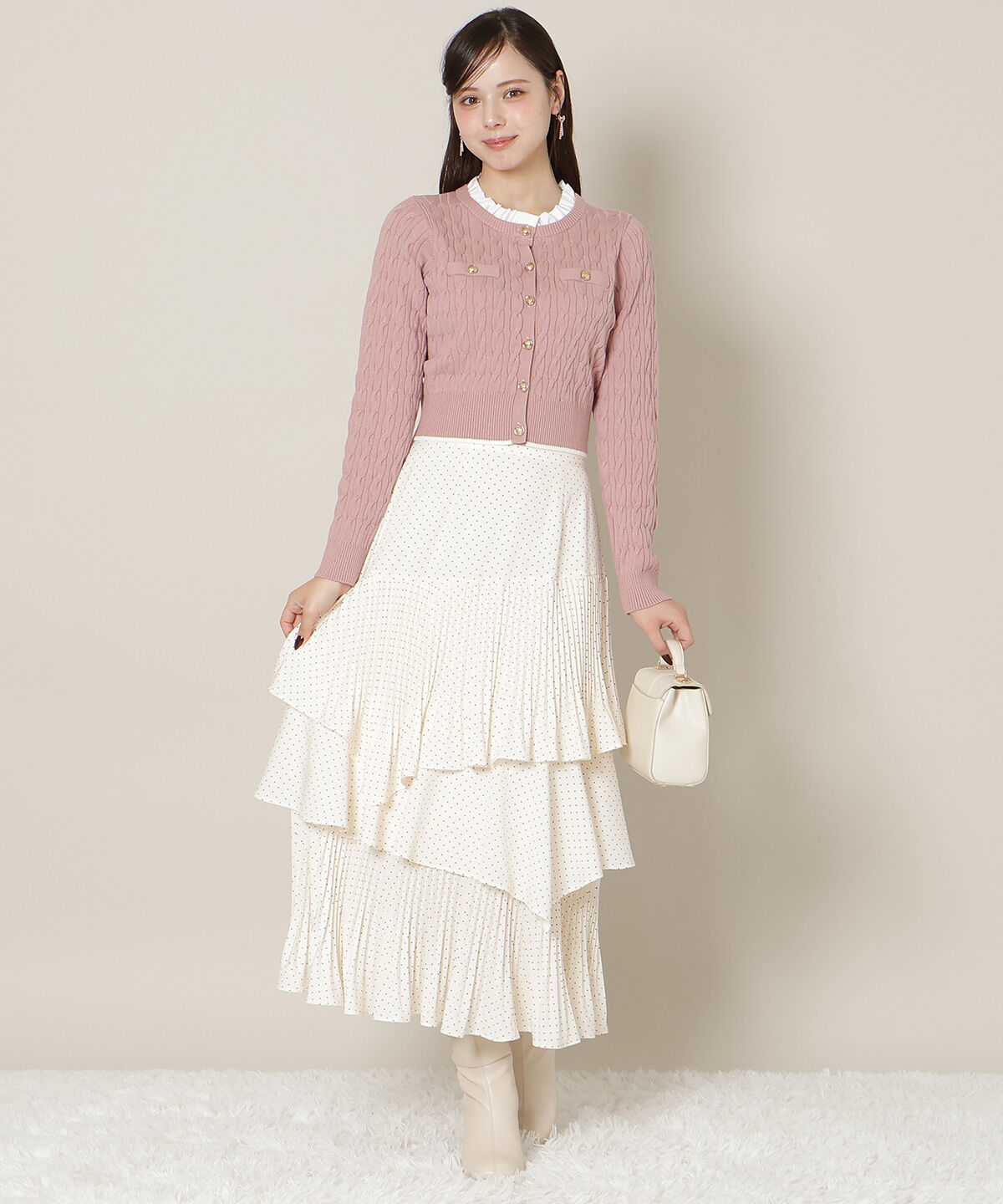 WILLSELECTION「フリルレイヤードケーブルニット」|ニット・セーター|