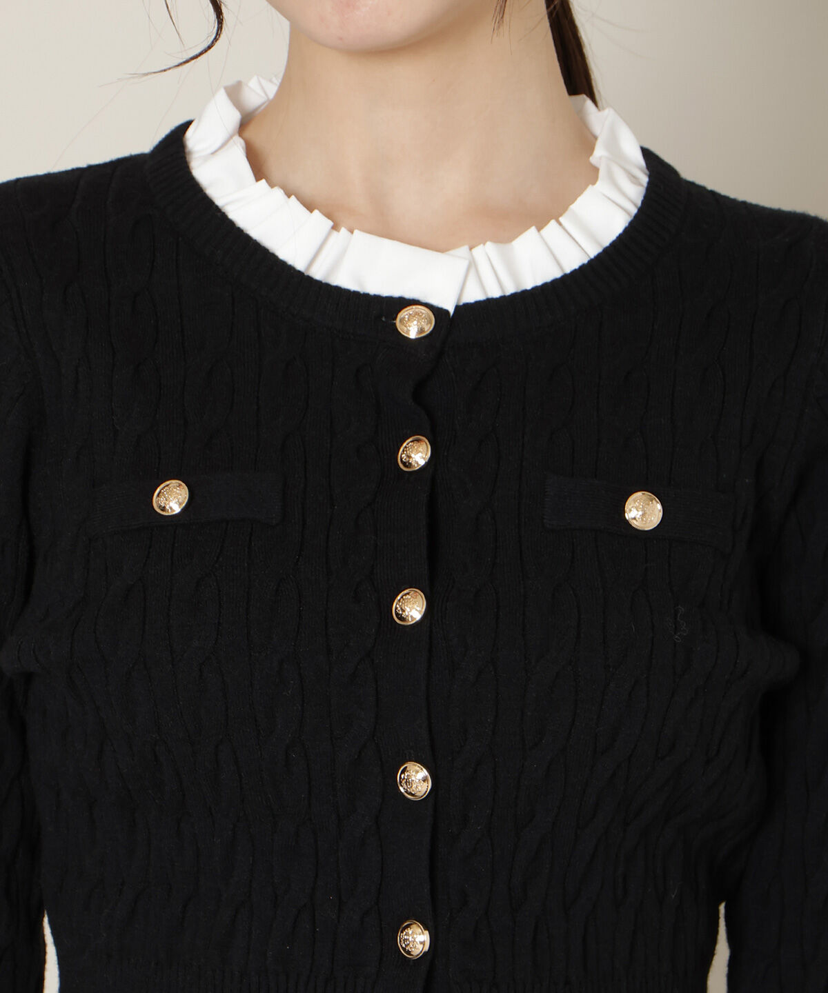 WILLSELECTION「フリルレイヤードケーブルニット」|ニット・セーター|