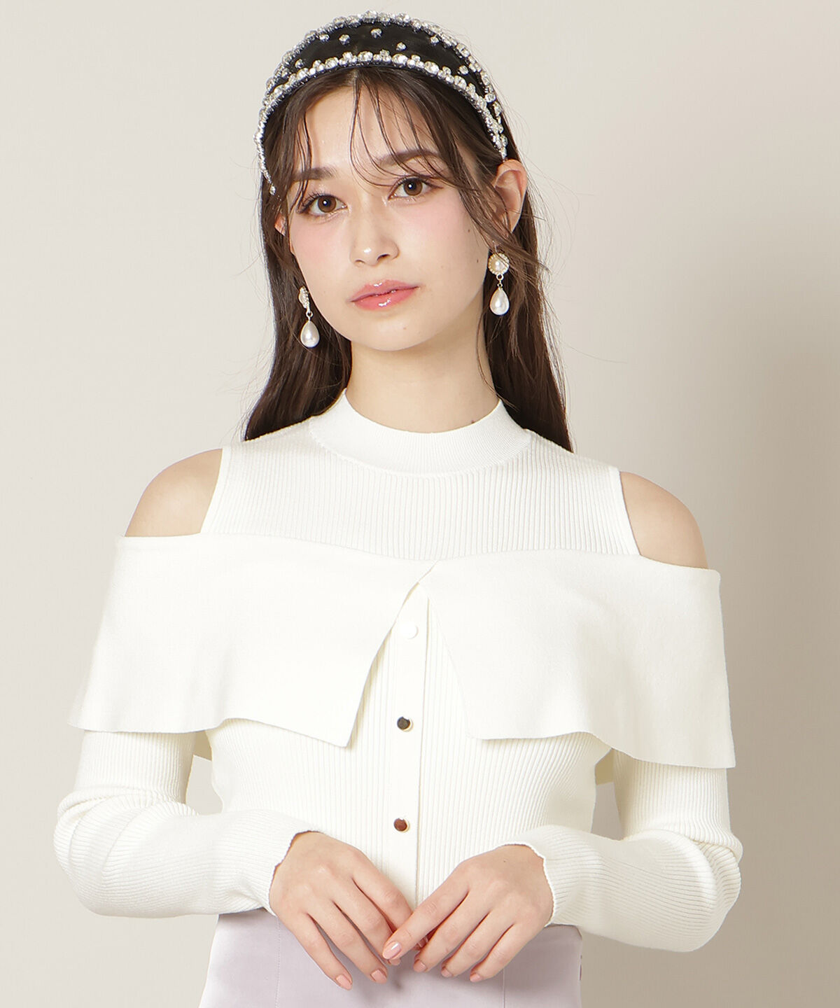 WILLSELECTION「オープンショルダーレイヤードニット」|ニット・セーター|