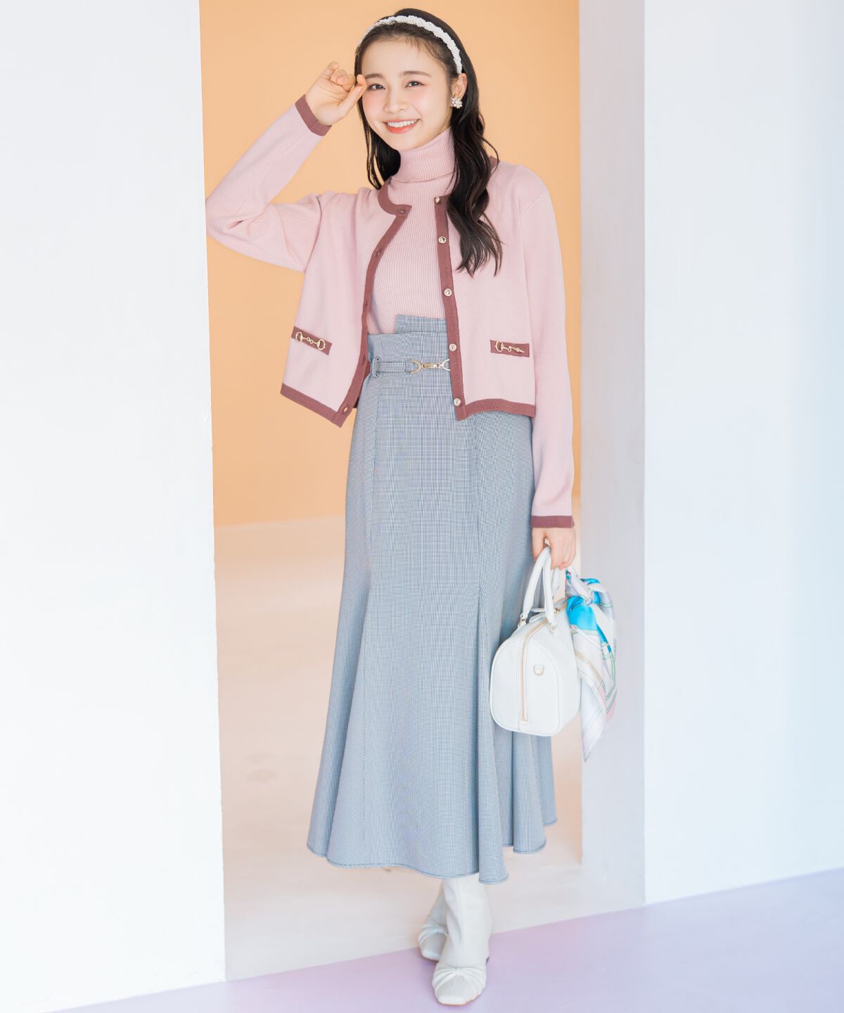 WILLSELECTION「ビットベルト付きマーメイドスカート」|タイト|黒系チェック