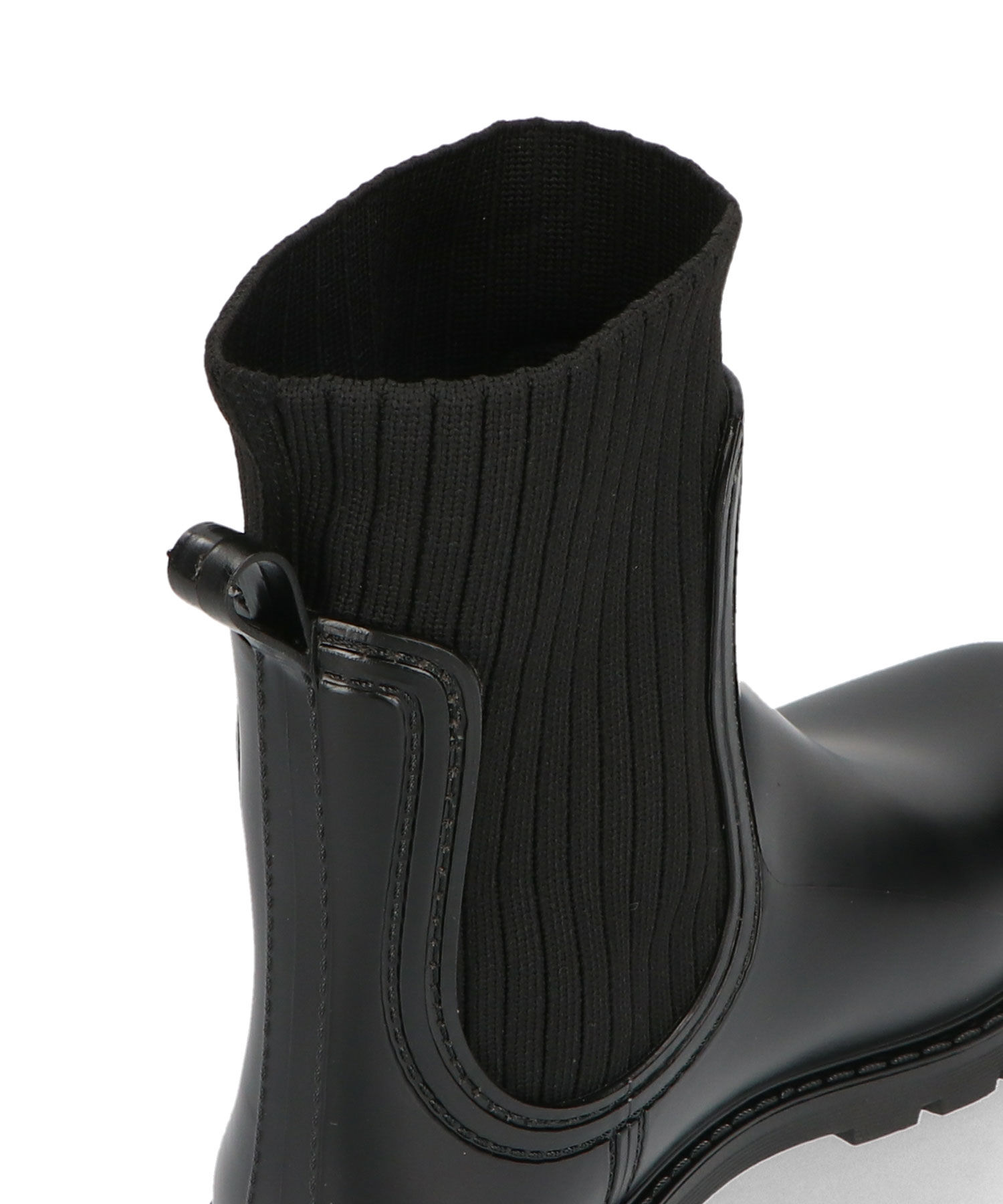 ORiental TRaffic「【防水】切替 ニット レインブーツ /R-0017 レインシューズ ニット 晴雨兼用 ゆったりサイズ」|ショートブーツ|