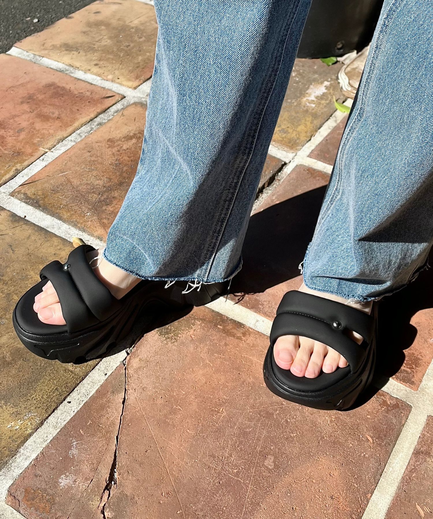 ORiental TRaffic「●2025春夏新作●カットデザインパデット厚底サンダル/51206 サンダル 厚底 トレンド 人気 軽い」|サンダル|