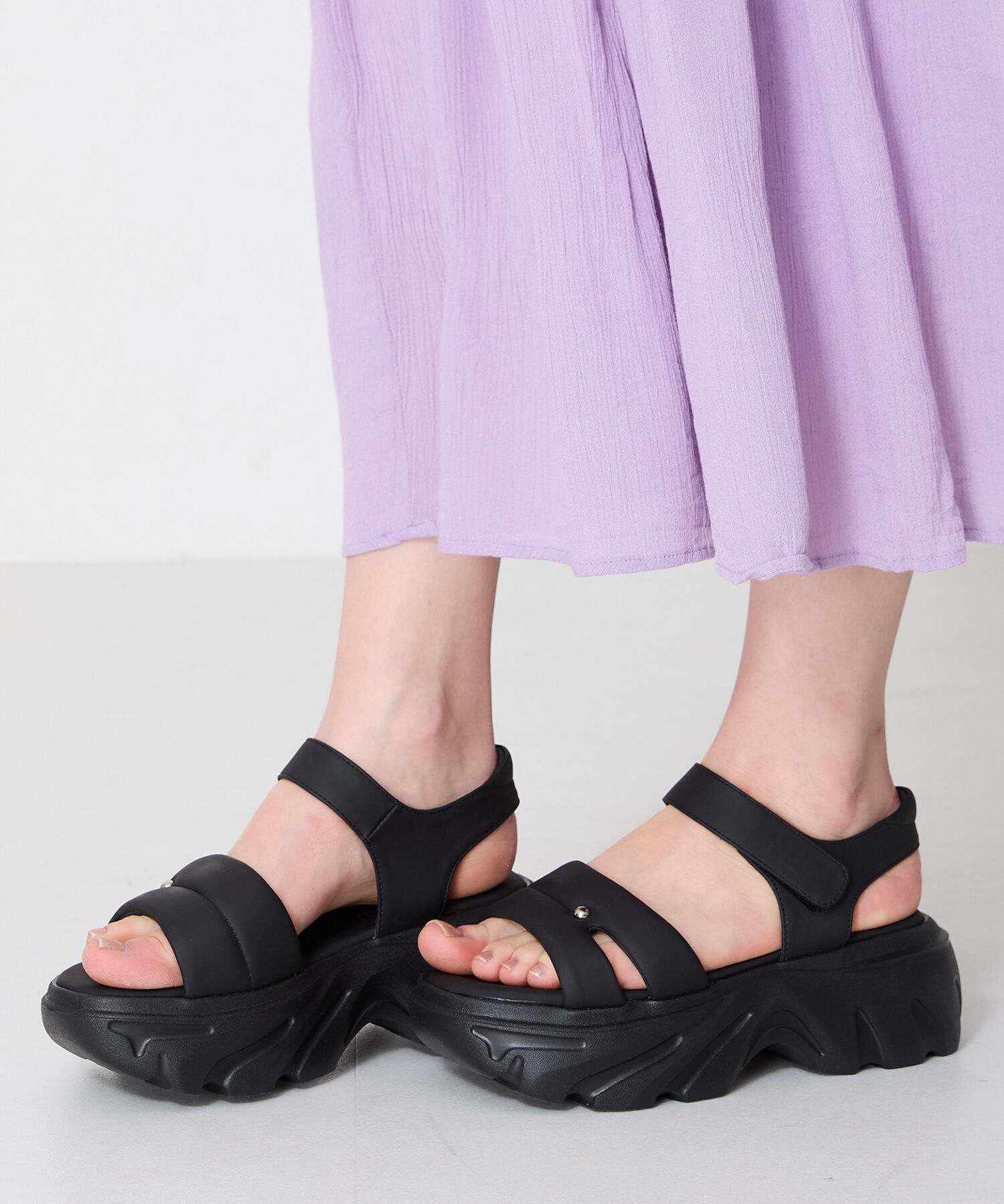 ORiental TRaffic「●2025春夏新作●カットデザインパデット厚底サンダル/51206 サンダル 厚底 トレンド 人気 軽い」|サンダル|