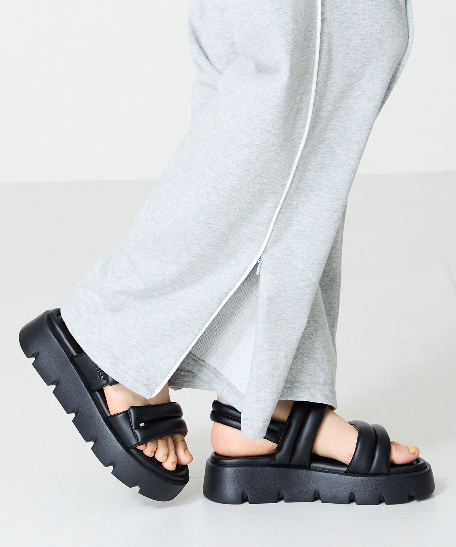 ORiental TRaffic「●2025春夏新作●パデットダブルベルト厚底サンダル/51202 サンダル 人気 トレンド 売れてる」|サンダル|