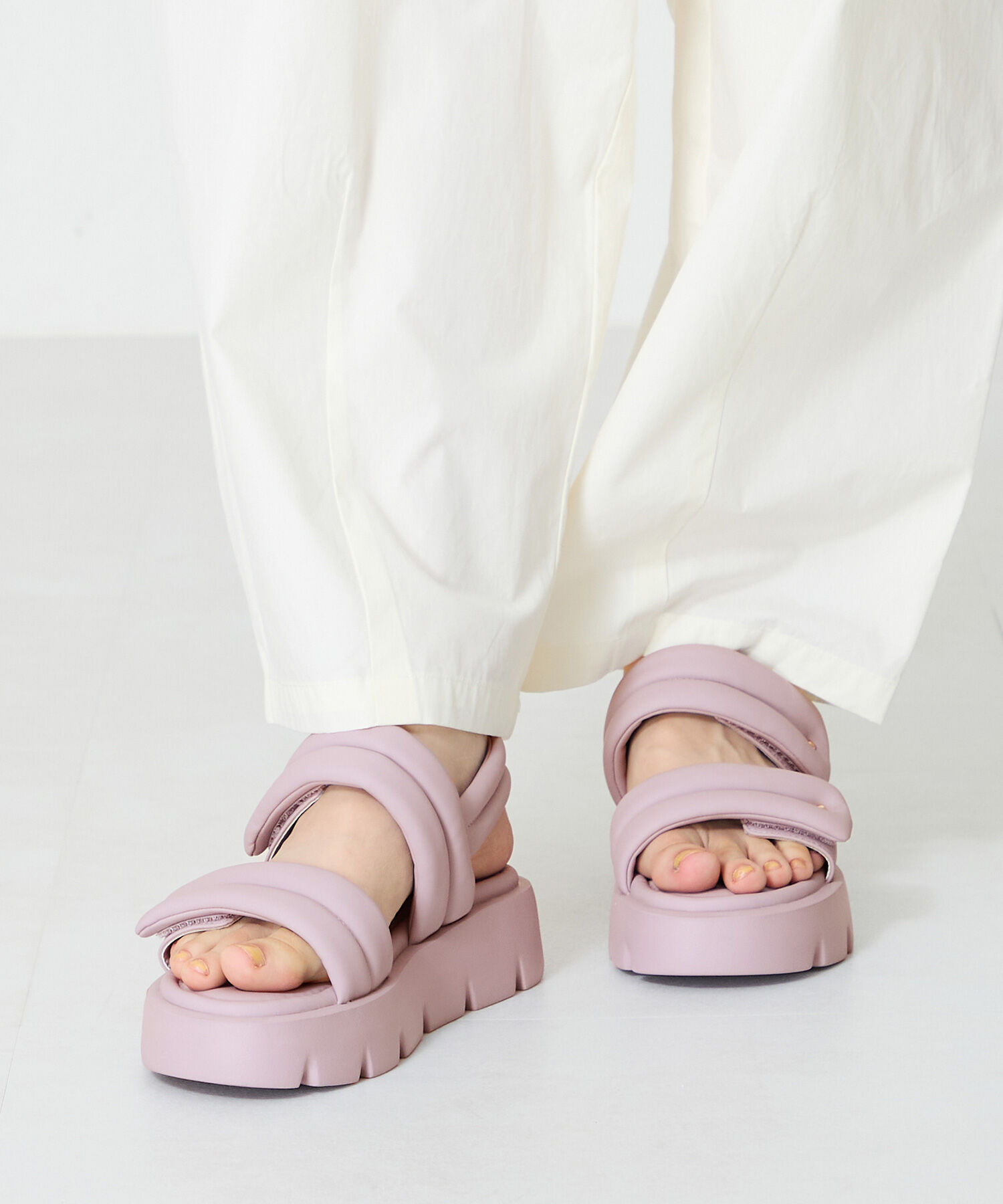 ORiental TRaffic「●2025春夏新作●パデットダブルベルト厚底サンダル/51202 サンダル 人気 トレンド 売れてる」|サンダル|