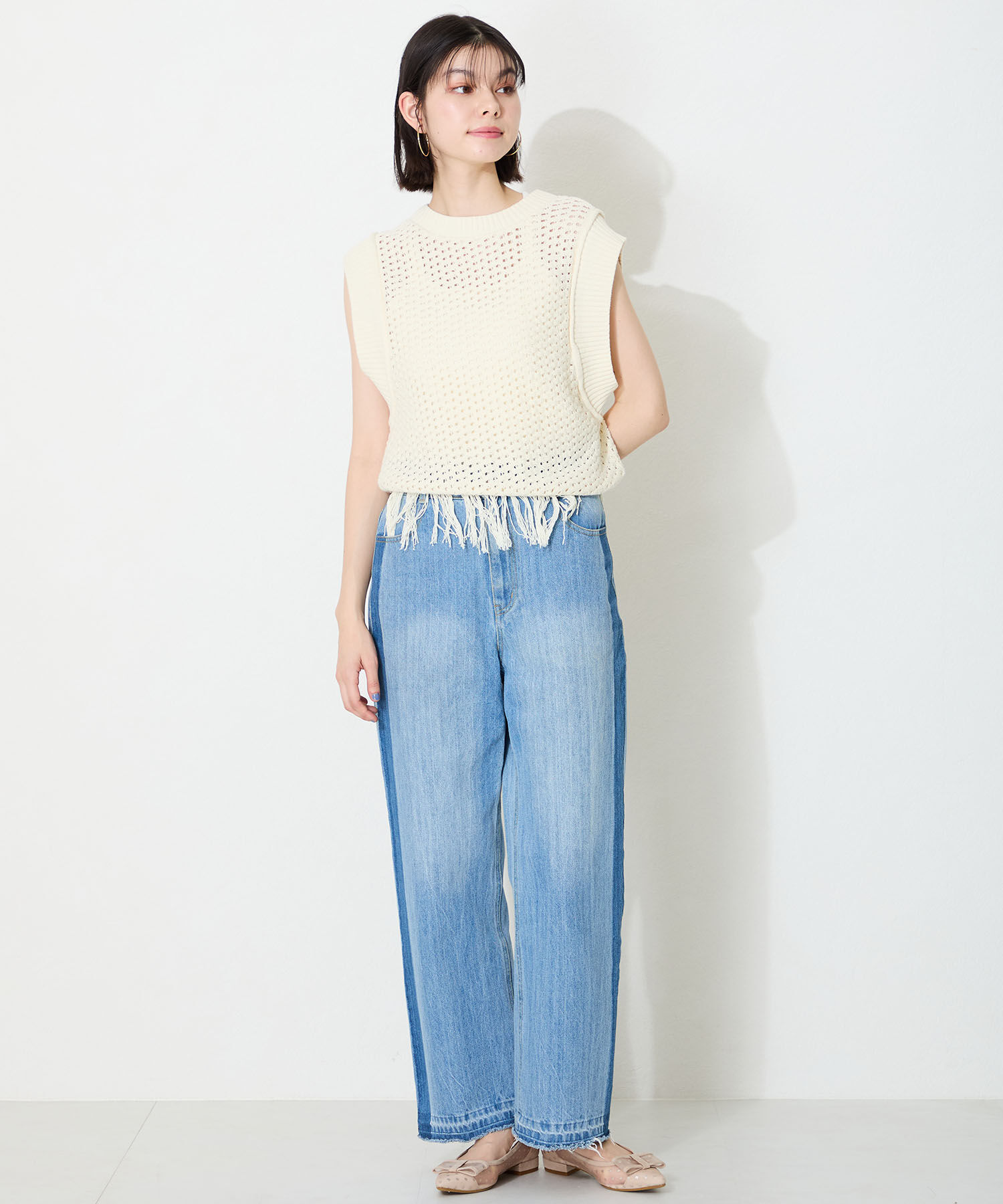 ORiental TRaffic「●2025春夏新作●ドットチュールリボンフラットパンプス/51123 トレンド 人気 フラット フェミニン」|パンプス|