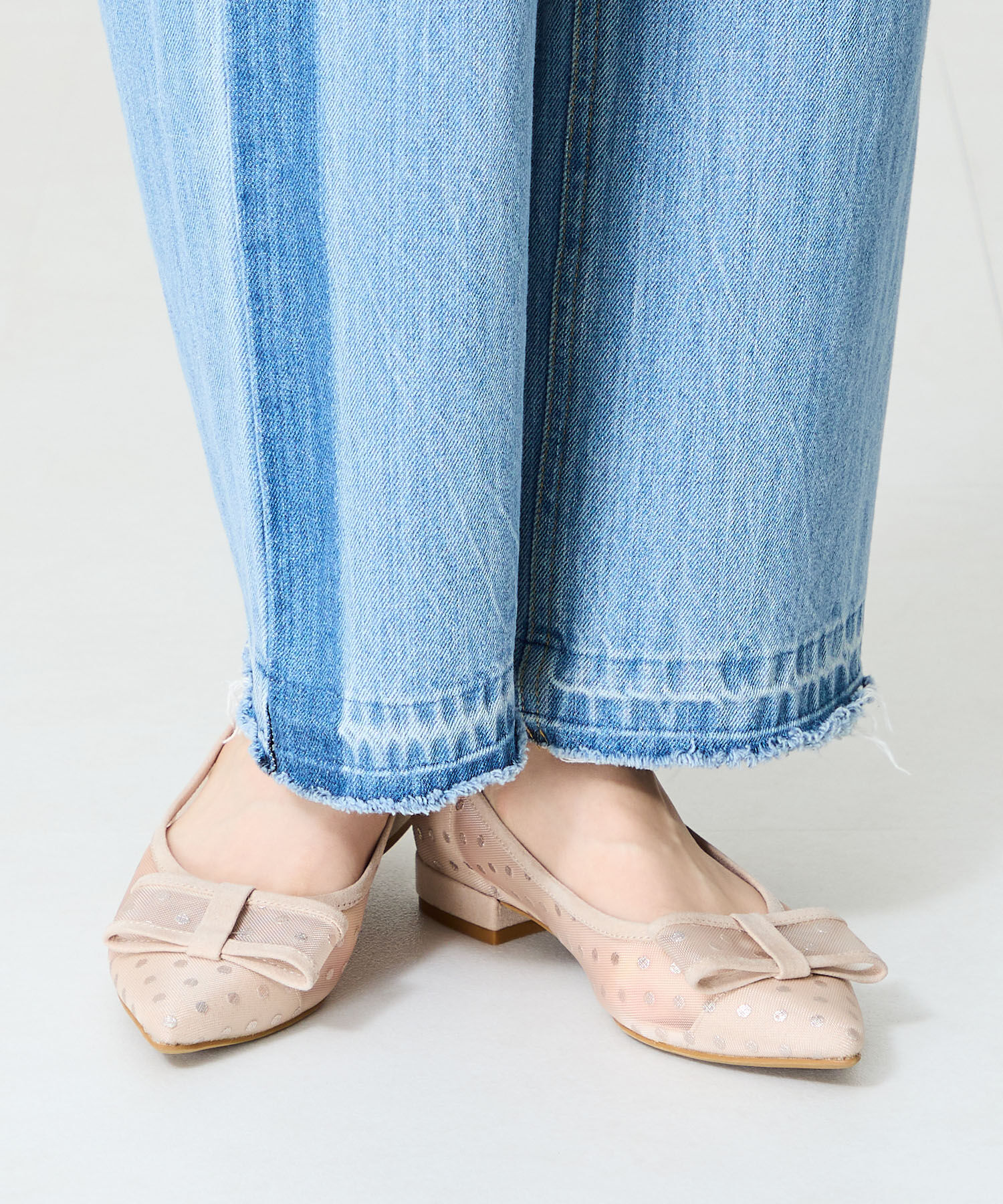 ORiental TRaffic「●2025春夏新作●ドットチュールリボンフラットパンプス/51123 トレンド 人気 フラット フェミニン」|パンプス|