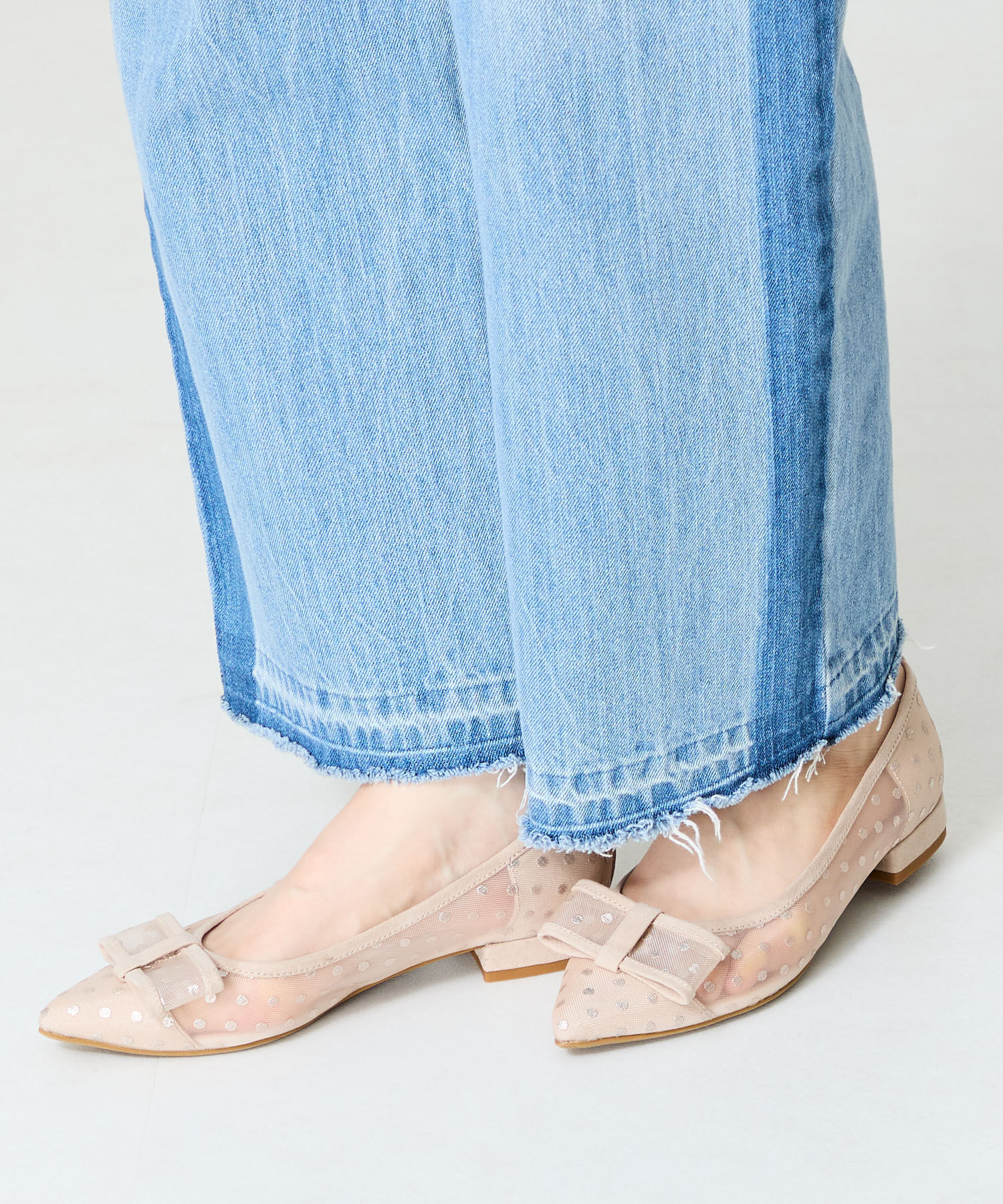 ORiental TRaffic「●2025春夏新作●ドットチュールリボンフラットパンプス/51123 トレンド 人気 フラット フェミニン」|パンプス|