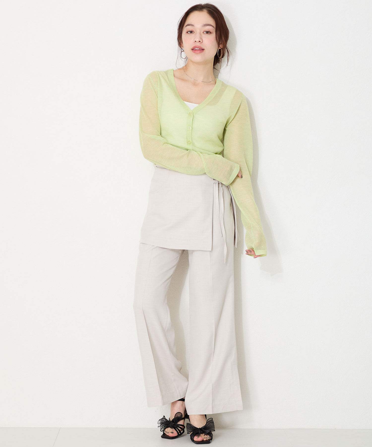 ORiental TRaffic「●2025春夏新作●ビッグチュールリボンヒールサンダル/51220 サンダル 人気 トレンド」|サンダル|